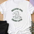 Breathe Now Chomp Later Alligator Yoga Shirt, Funny Meditation Tee, Cute Crocodile Wellness Gift.