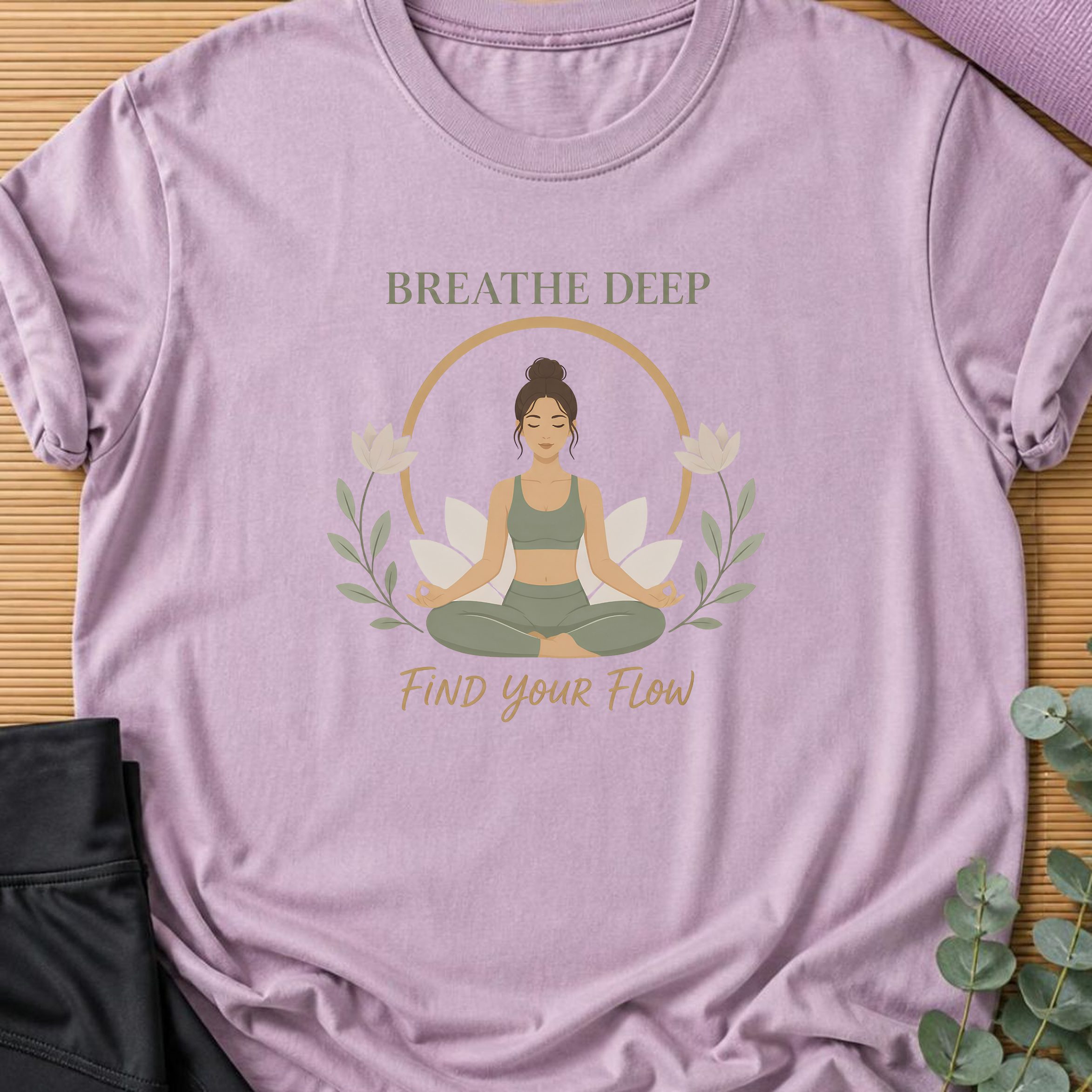 Breathe Deep Find Your Flow Yoga Shirt, Lotus Meditation Tee, Mindfulness Wellness Gift, Yoga Lover Shirt.