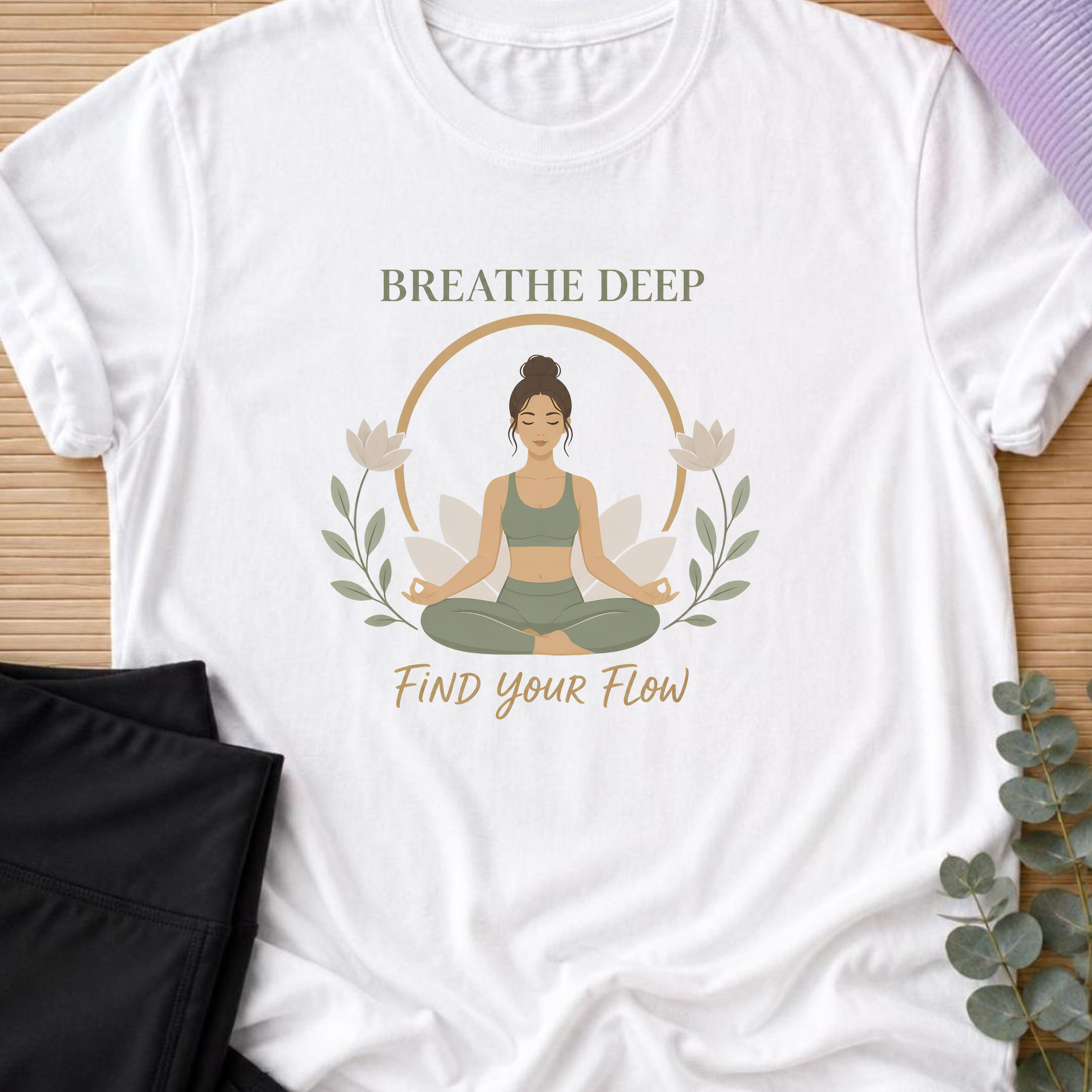Breathe Deep Find Your Flow Yoga Shirt, Lotus Meditation Tee, Mindfulness Wellness Gift, Yoga Lover Shirt.