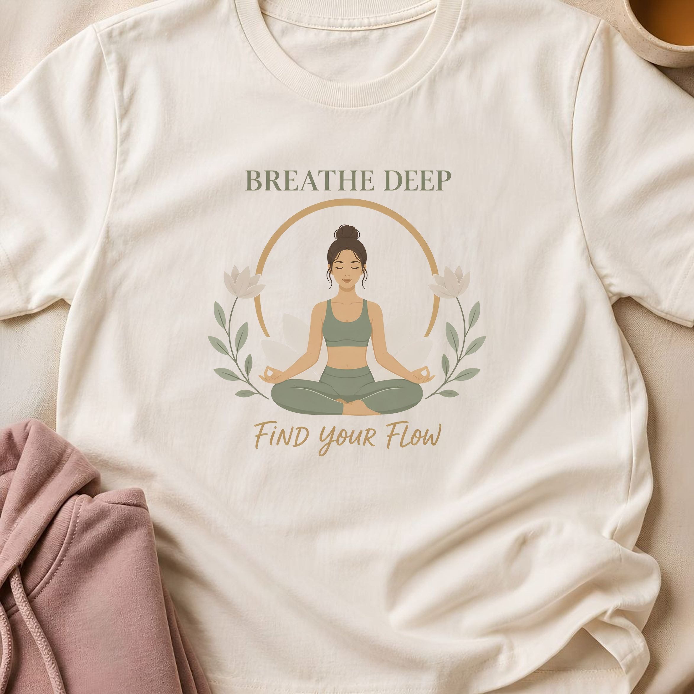Breathe Deep Find Your Flow Yoga Shirt, Lotus Meditation Tee, Mindfulness Wellness Gift, Yoga Lover Shirt.