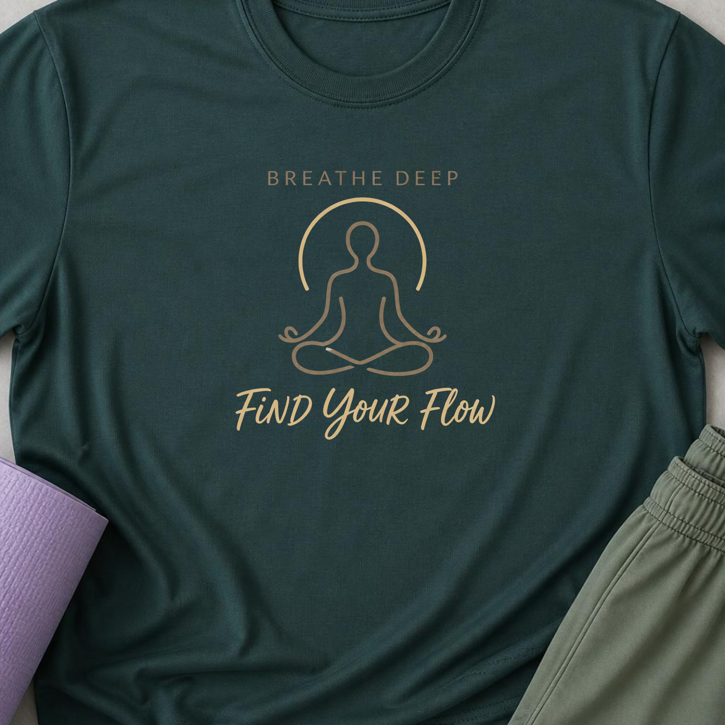 Breathe Deep Find Your Flow Yoga Shirt, Minimalist Meditation Tee, Mindfulness Wellness Gift.