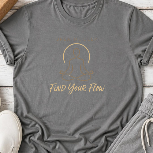 Breathe Deep Find Your Flow Yoga Shirt, Minimalist Meditation Tee, Mindfulness Wellness Gift.