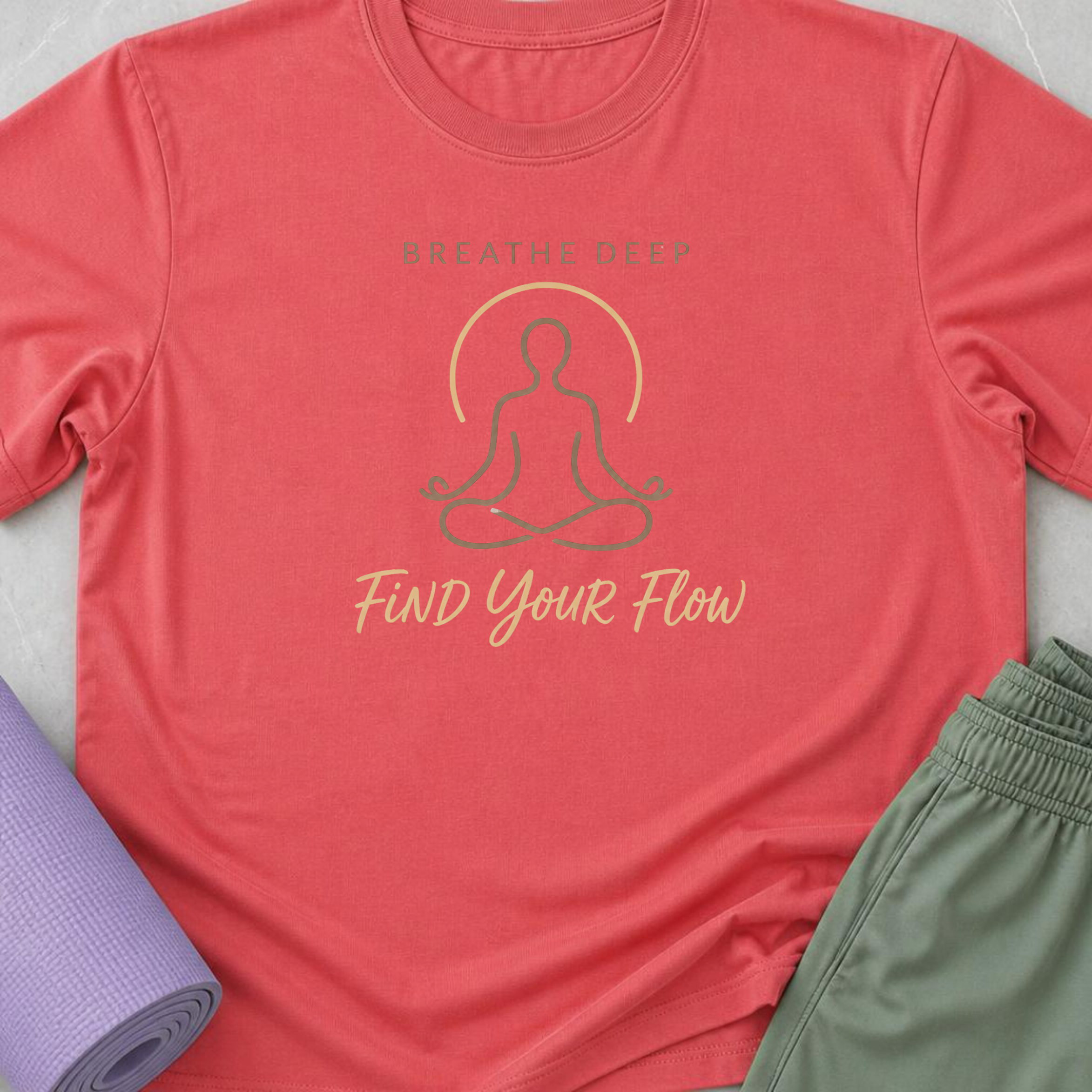 Breathe Deep Find Your Flow Yoga Shirt, Minimalist Meditation Tee, Mindfulness Wellness Gift.