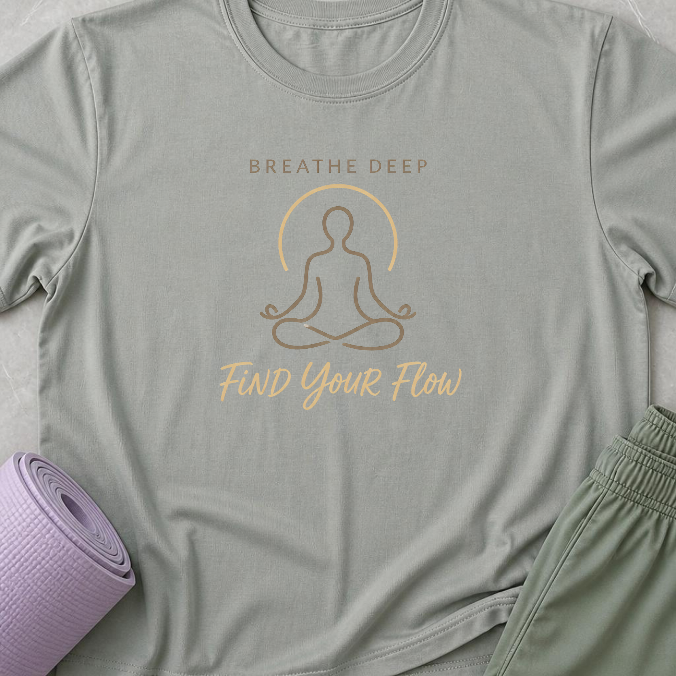 Breathe Deep Find Your Flow Yoga Shirt, Minimalist Meditation Tee, Mindfulness Wellness Gift.