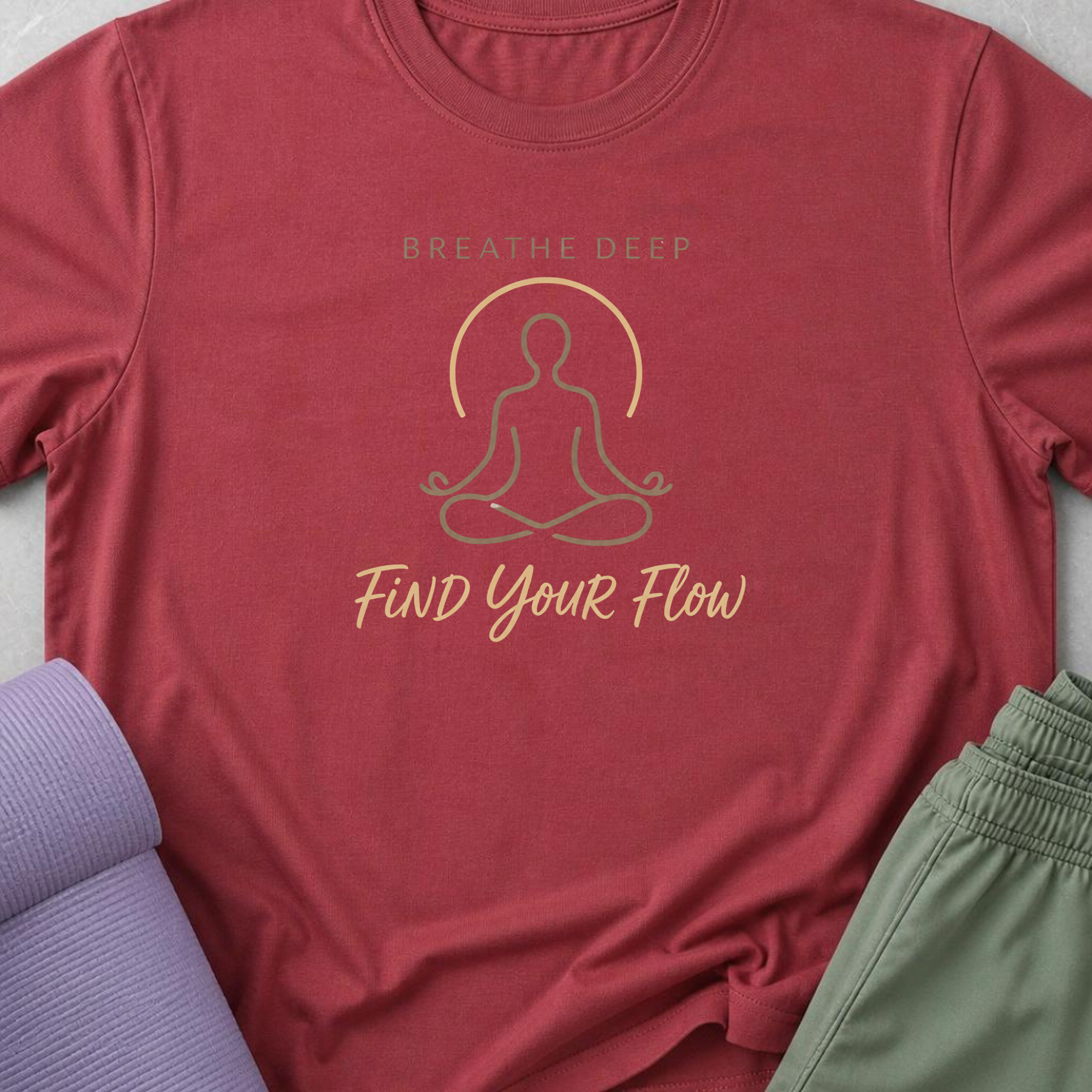 Breathe Deep Find Your Flow Yoga Shirt, Minimalist Meditation Tee, Mindfulness Wellness Gift.