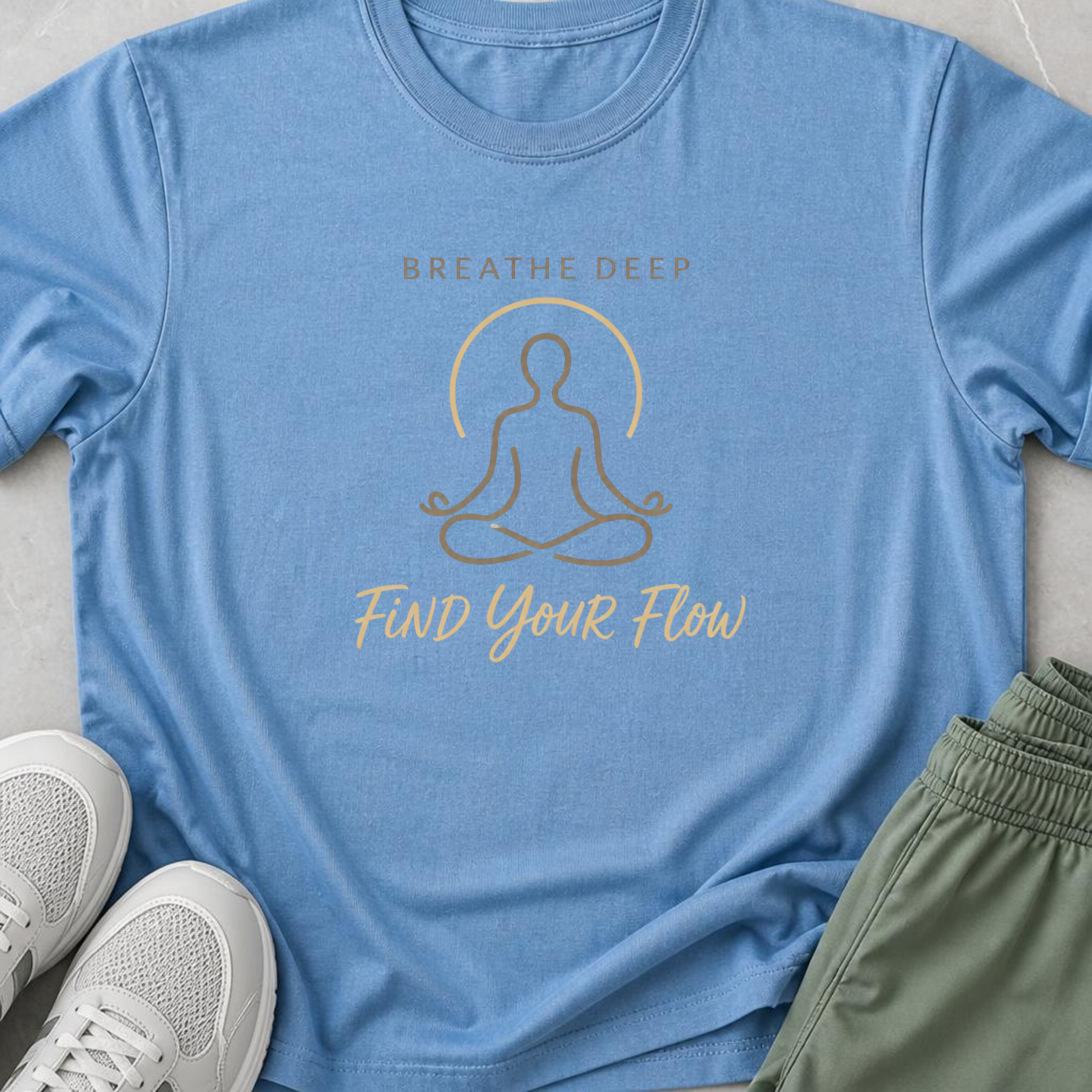 Breathe Deep Find Your Flow Yoga Shirt, Minimalist Meditation Tee, Mindfulness Wellness Gift.