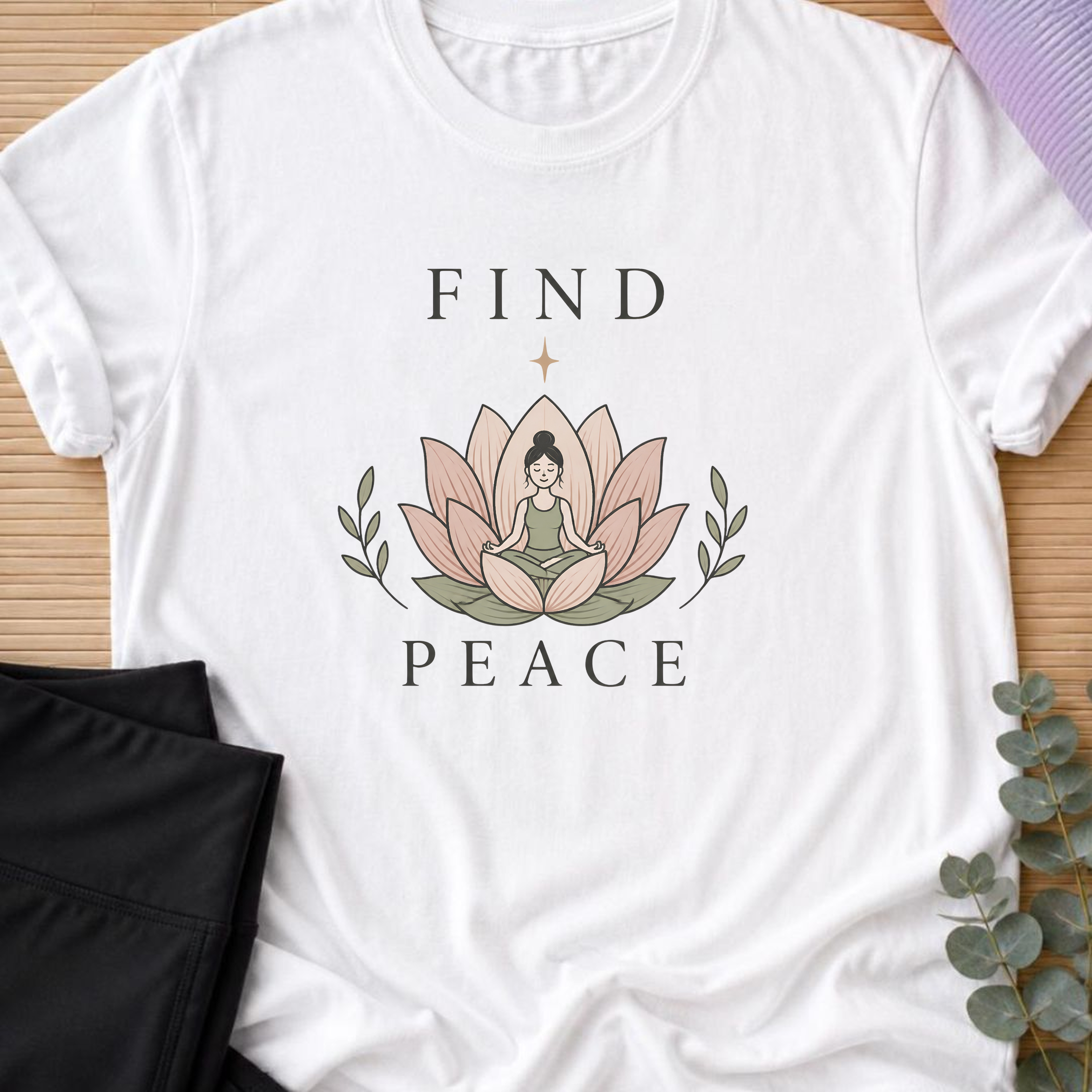 Find Peace Shirt, Lotus Meditation Tee, Yoga Lover Gift, Mindfulness T-Shirt, Peaceful Wellness Shirt.