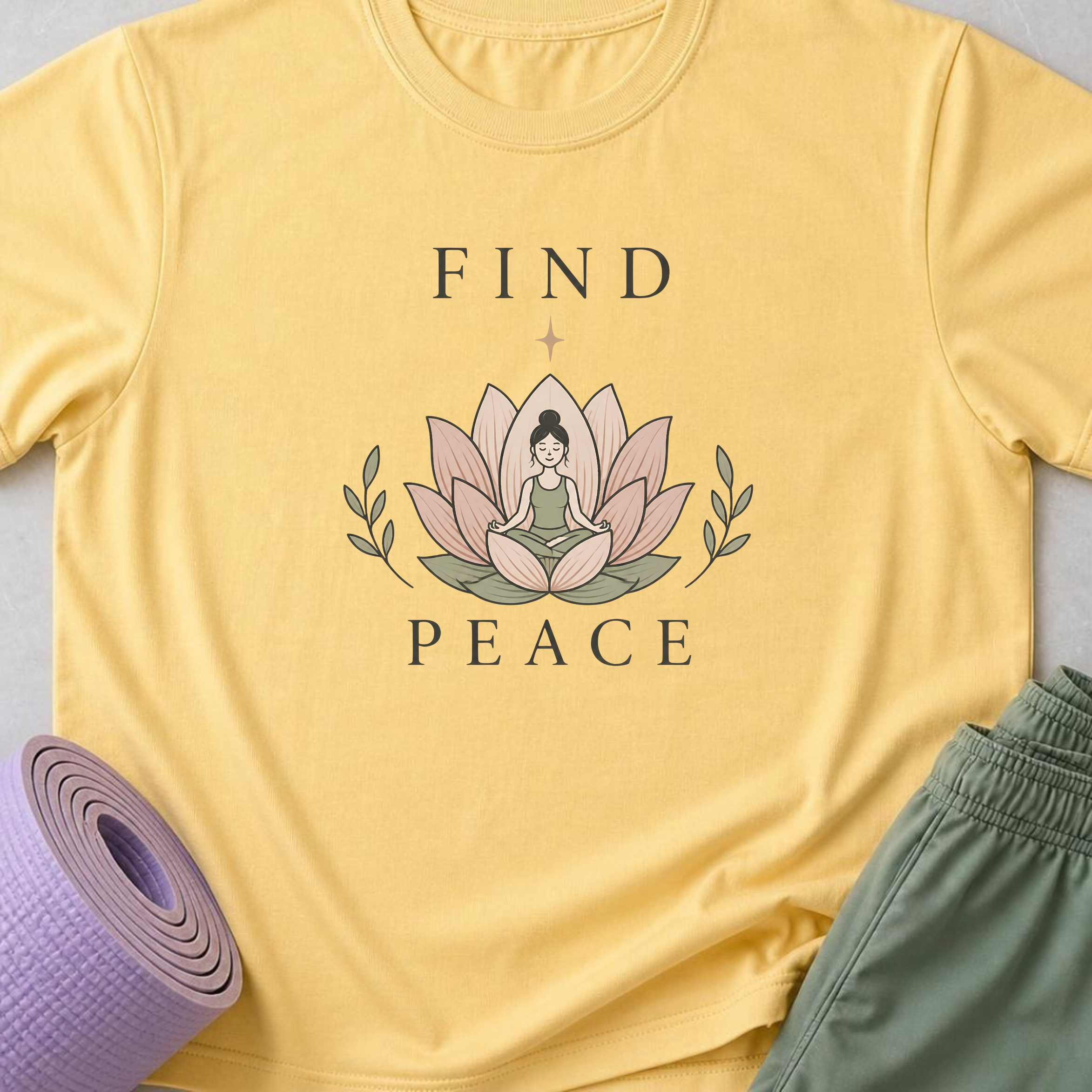Find Peace Shirt, Lotus Meditation Tee, Yoga Lover Gift, Mindfulness T-Shirt, Peaceful Wellness Shirt.