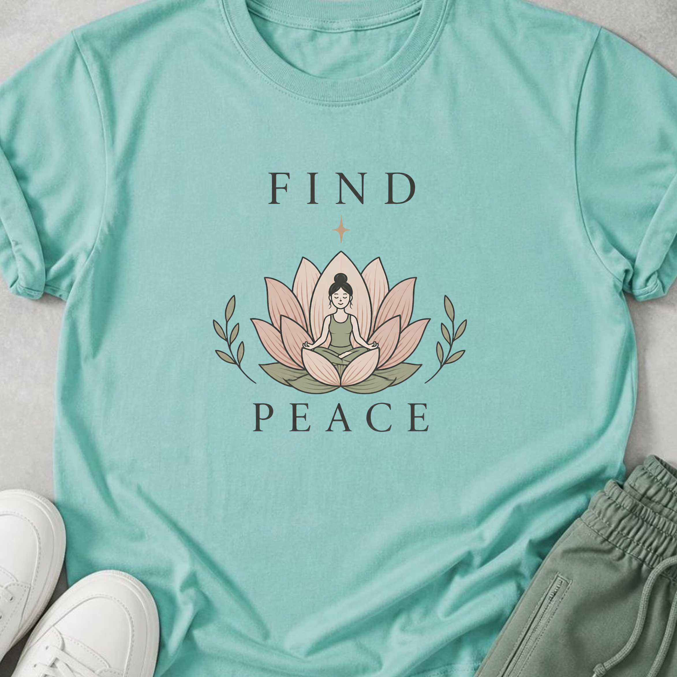 Find Peace Shirt, Lotus Meditation Tee, Yoga Lover Gift, Mindfulness T-Shirt, Peaceful Wellness Shirt.