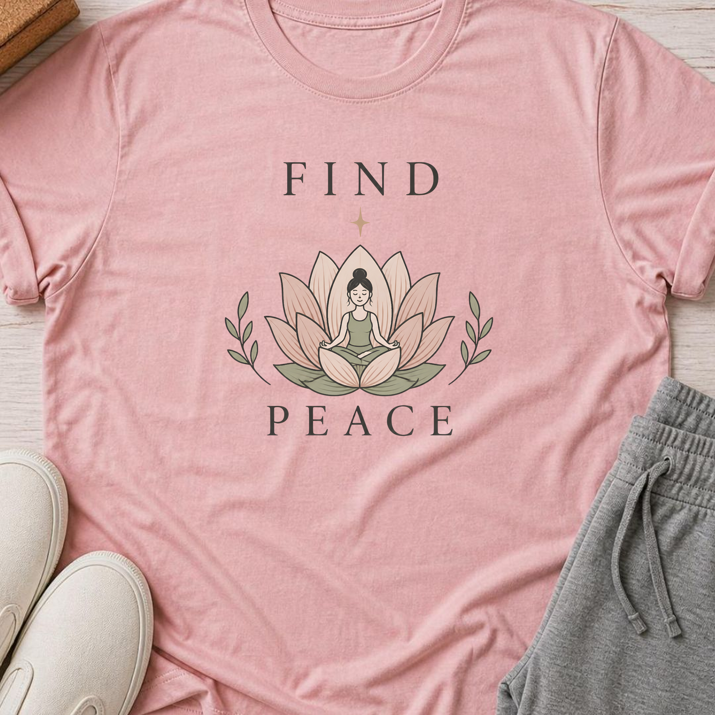 Find Peace Shirt, Lotus Meditation Tee, Yoga Lover Gift, Mindfulness T-Shirt, Peaceful Wellness Shirt.