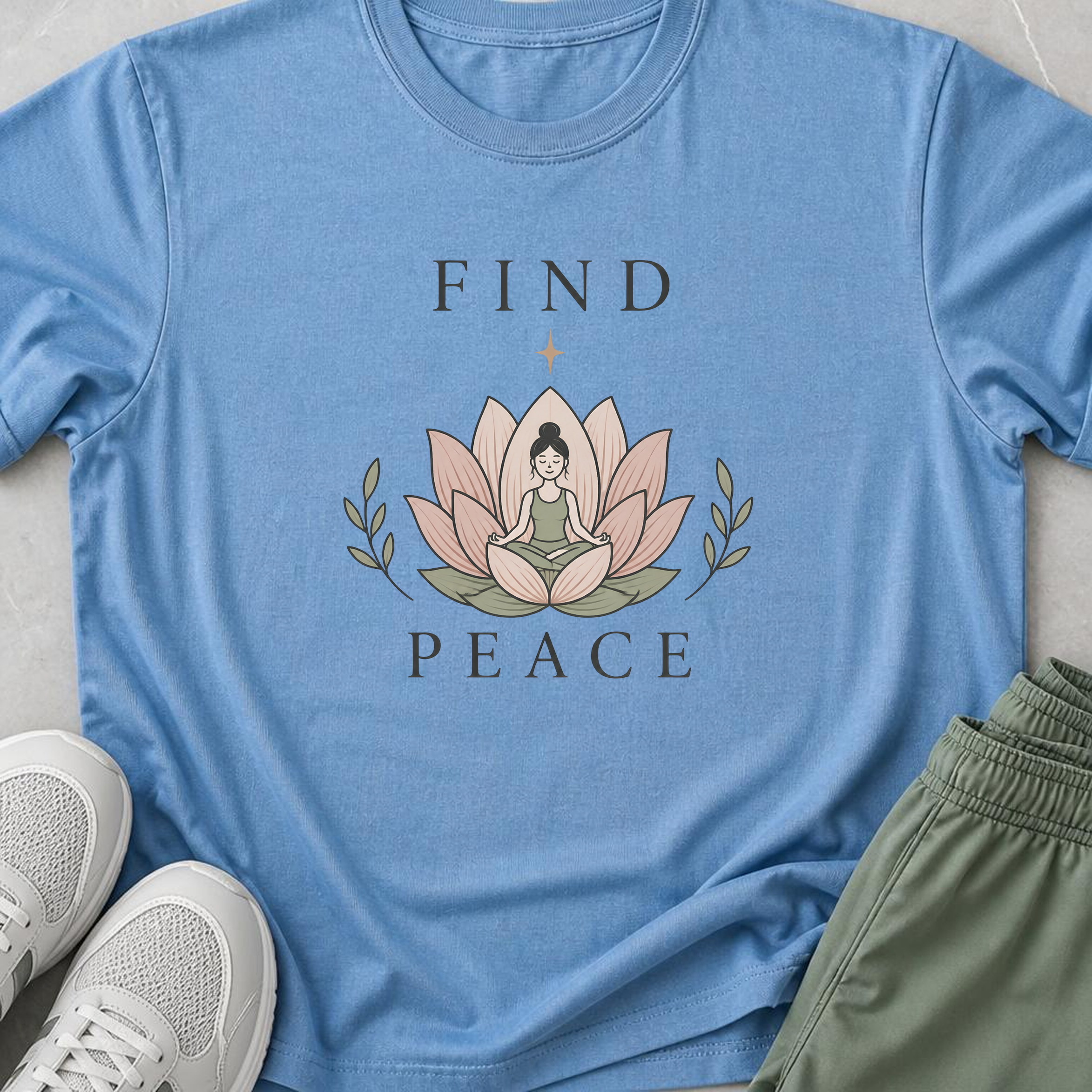 Find Peace Shirt, Lotus Meditation Tee, Yoga Lover Gift, Mindfulness T-Shirt, Peaceful Wellness Shirt.