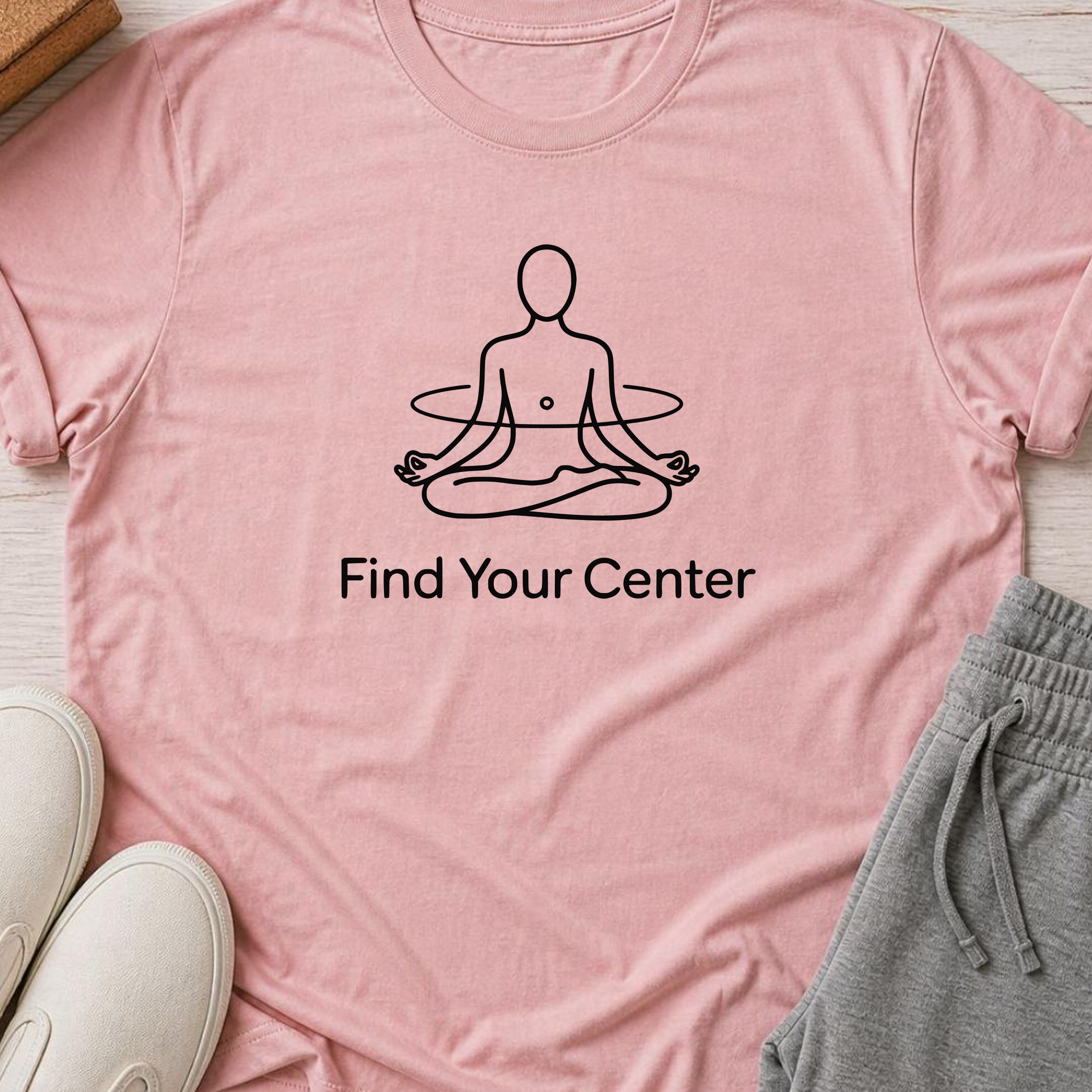 Find Your Center Yoga Shirt, Minimalist Meditation T-Shirt, Yogi Tee, Mindfulness Shirt, Wellness Gift, Calm Boho Yoga Tee