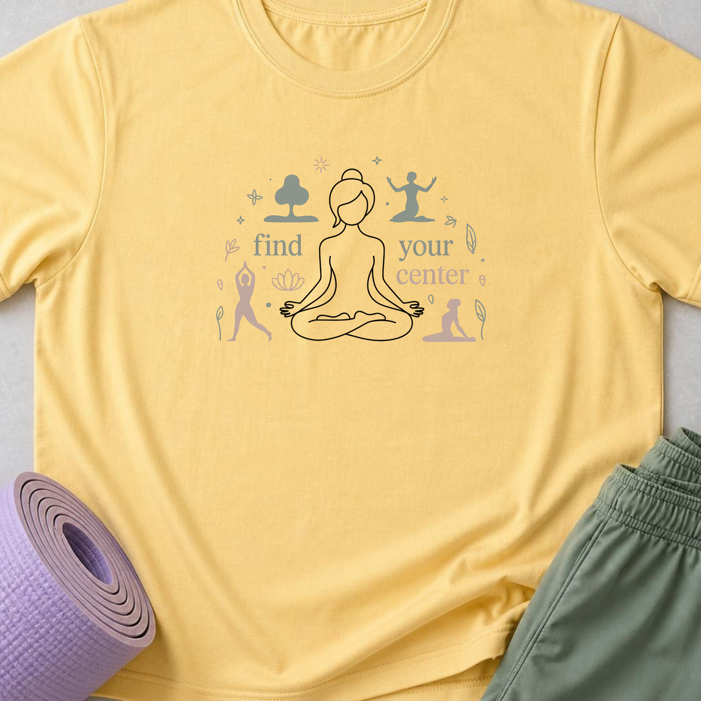 Find Your Center Yoga Shirt, Minimalist Meditation T-Shirt, Cute Boho Yogi Tee, Mindfulness Gift, Peaceful Wellness Shirt for Women.