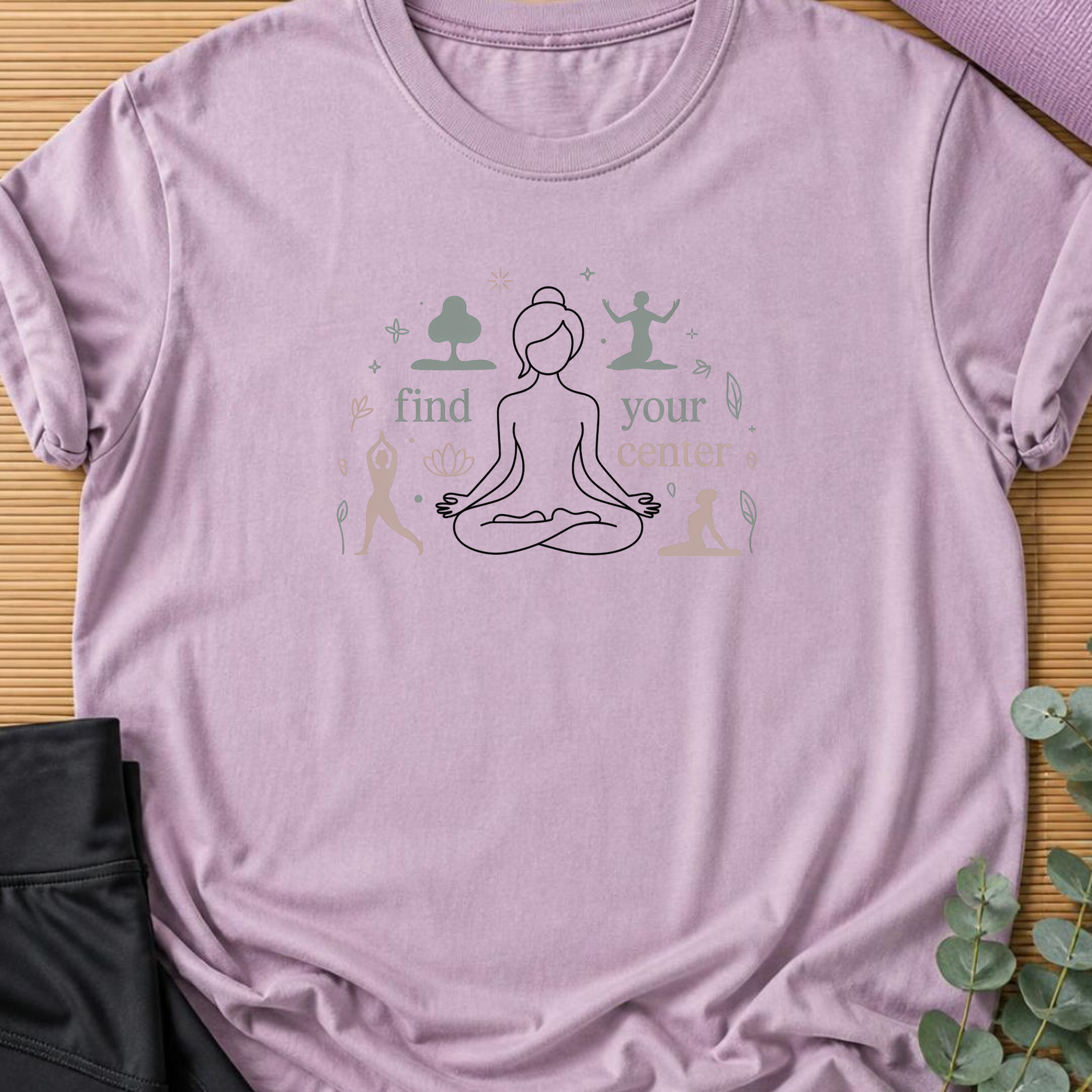 Find Your Center Yoga Shirt, Minimalist Meditation T-Shirt, Cute Boho Yogi Tee, Mindfulness Gift, Peaceful Wellness Shirt for Women.