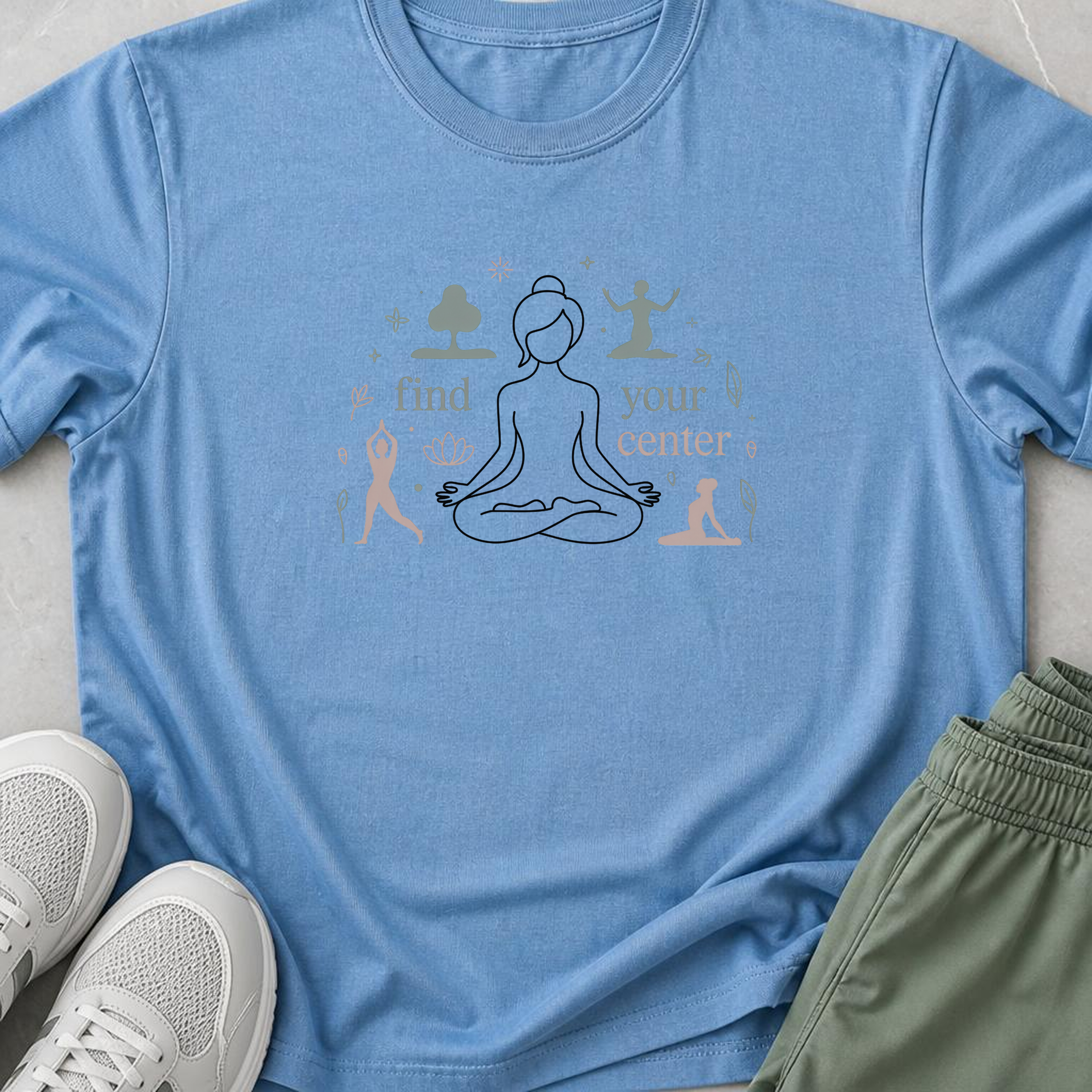 Find Your Center Yoga Shirt, Minimalist Meditation T-Shirt, Cute Boho Yogi Tee, Mindfulness Gift, Peaceful Wellness Shirt for Women.