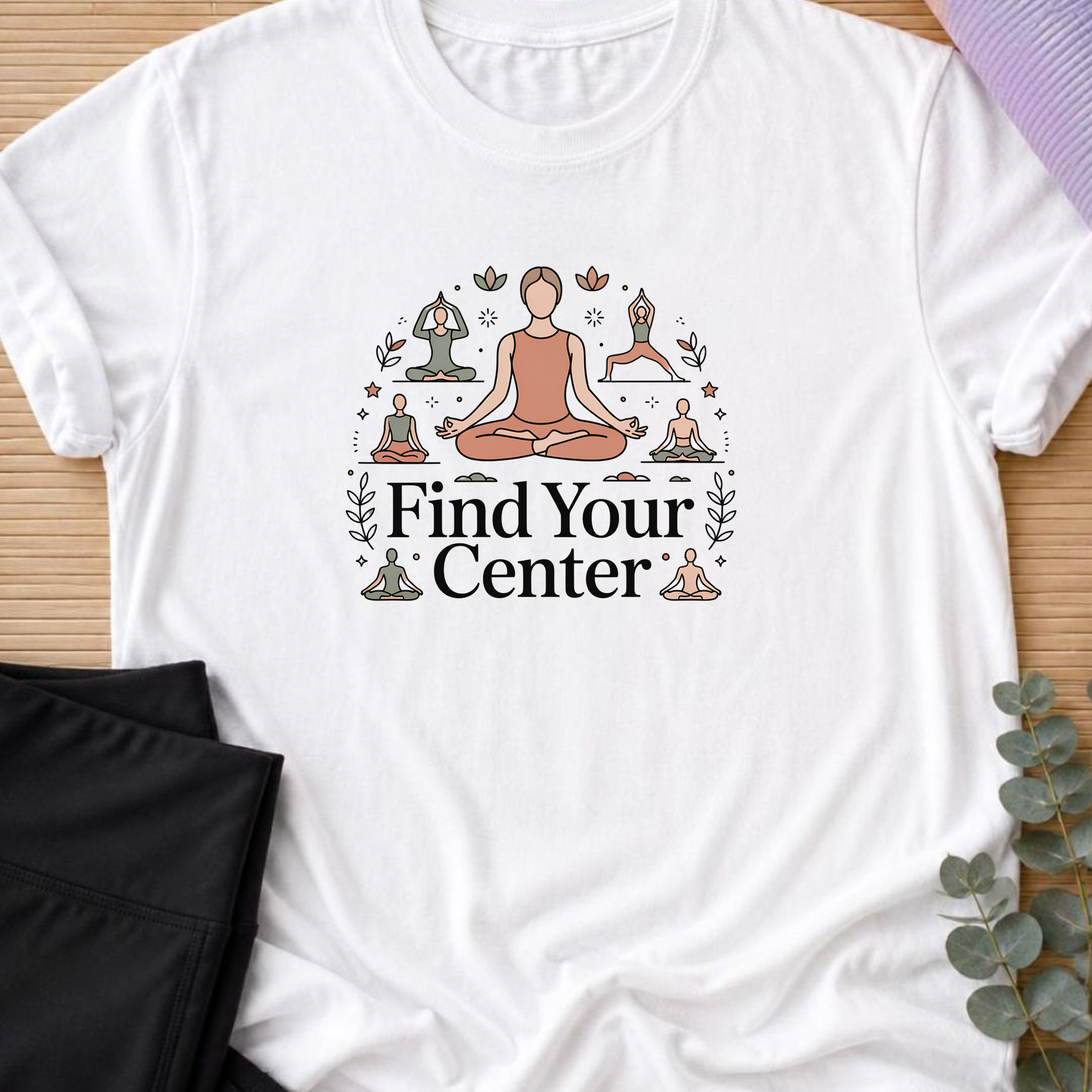 Find Your Center Yoga Shirt, Minimalist Meditation T-Shirt, Cute Boho Yogi Tee, Mindfulness Gift, Peaceful Wellness Shirt for Women.