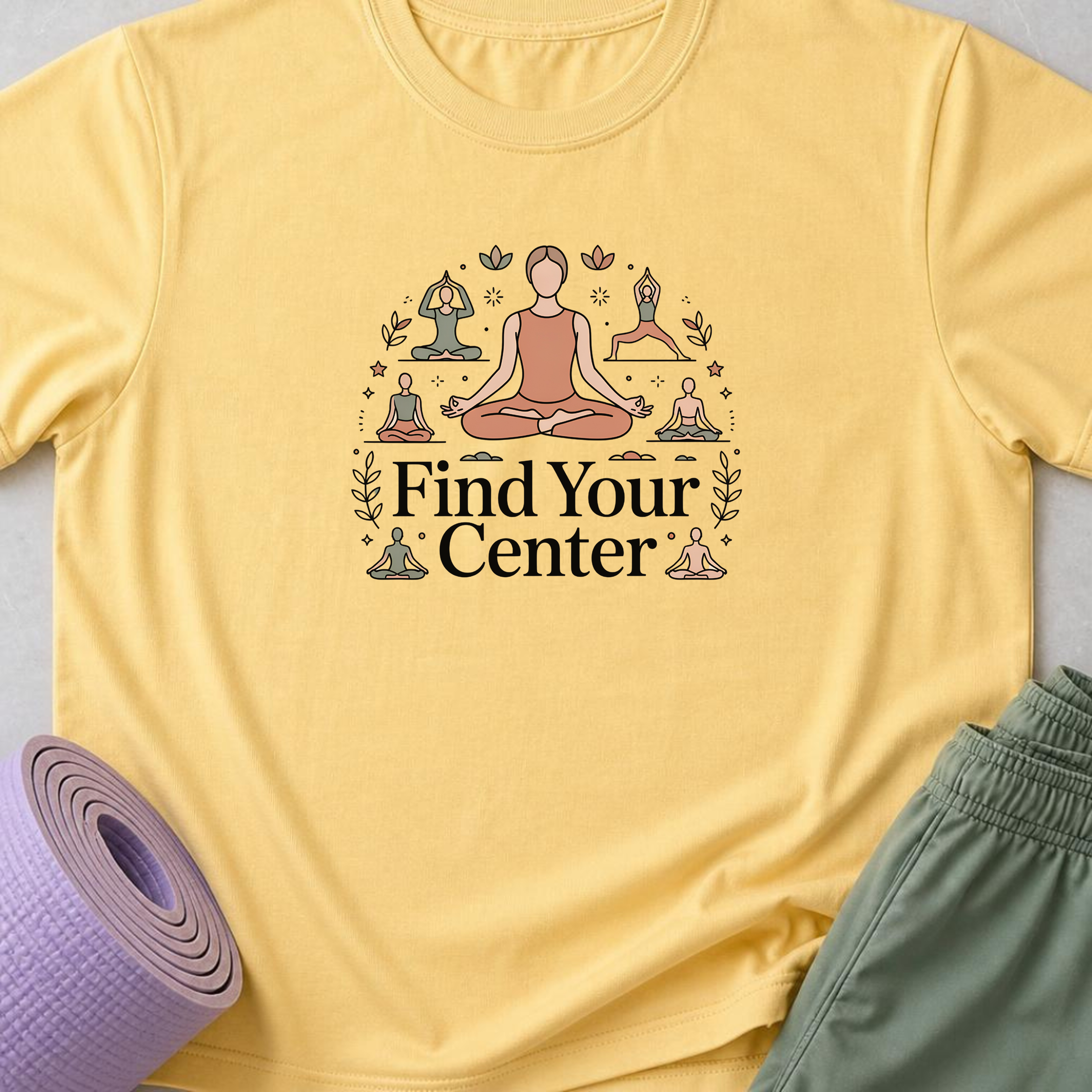 Find Your Center Yoga Shirt, Minimalist Meditation T-Shirt, Cute Boho Yogi Tee, Mindfulness Gift, Peaceful Wellness Shirt for Women.