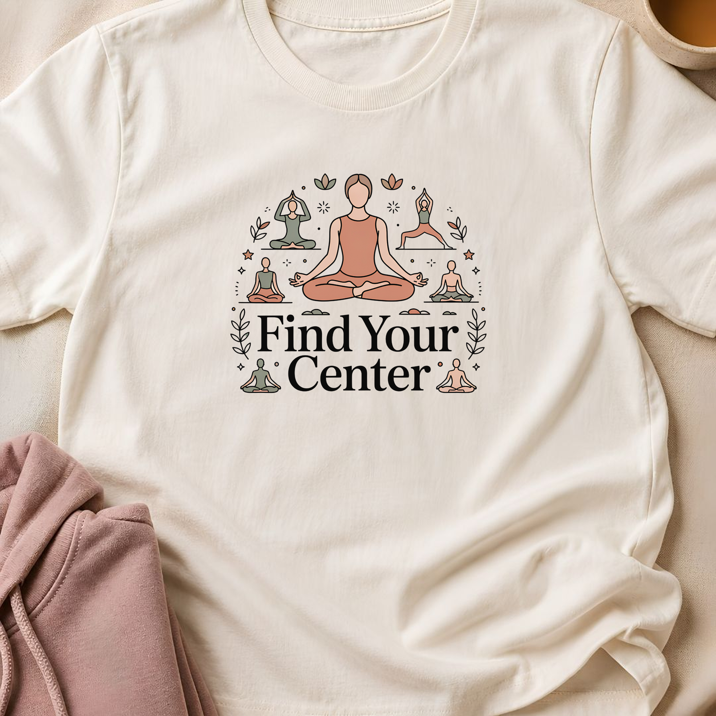 Find Your Center Yoga Shirt, Minimalist Meditation T-Shirt, Cute Boho Yogi Tee, Mindfulness Gift, Peaceful Wellness Shirt for Women.