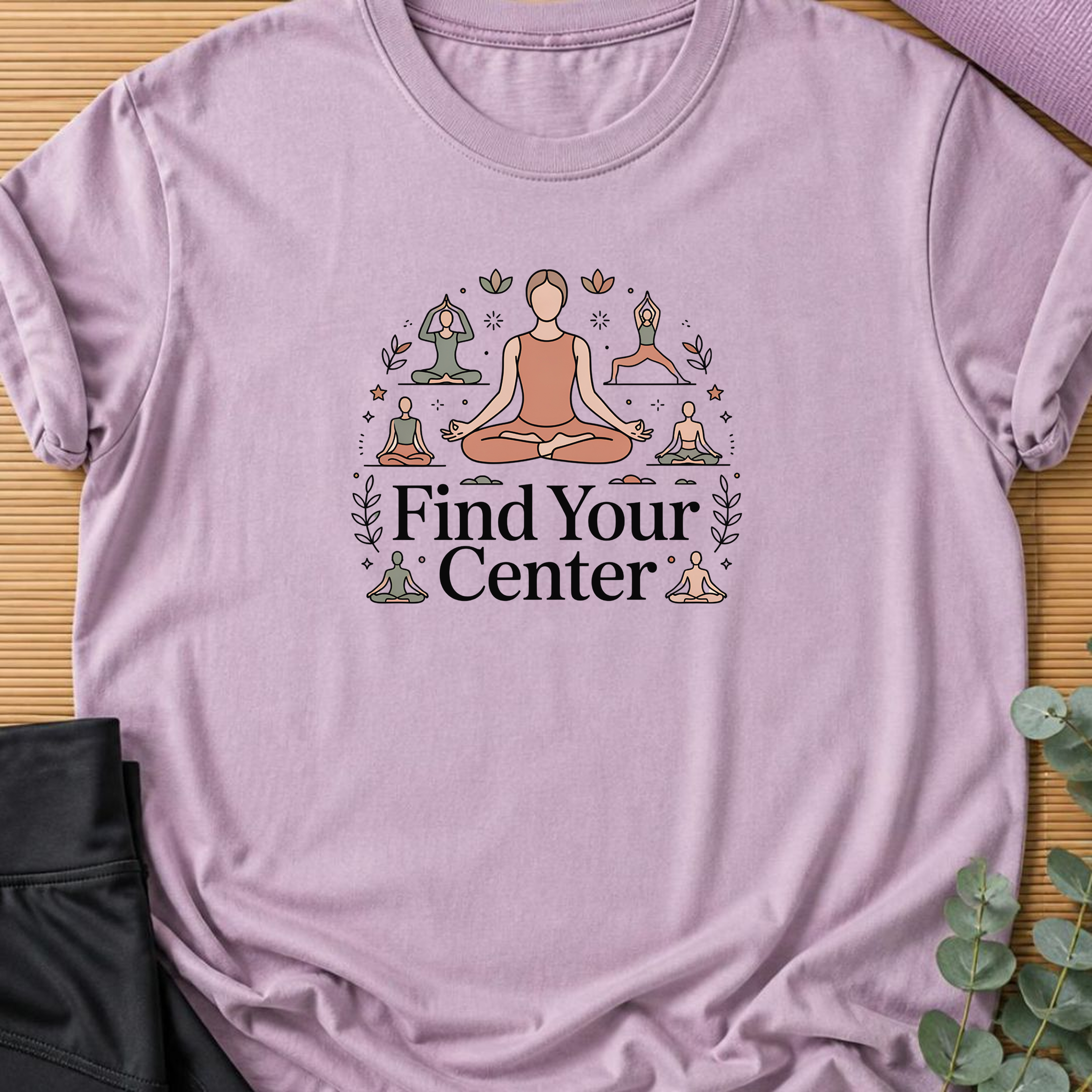 Find Your Center Yoga Shirt, Minimalist Meditation T-Shirt, Cute Boho Yogi Tee, Mindfulness Gift, Peaceful Wellness Shirt for Women.