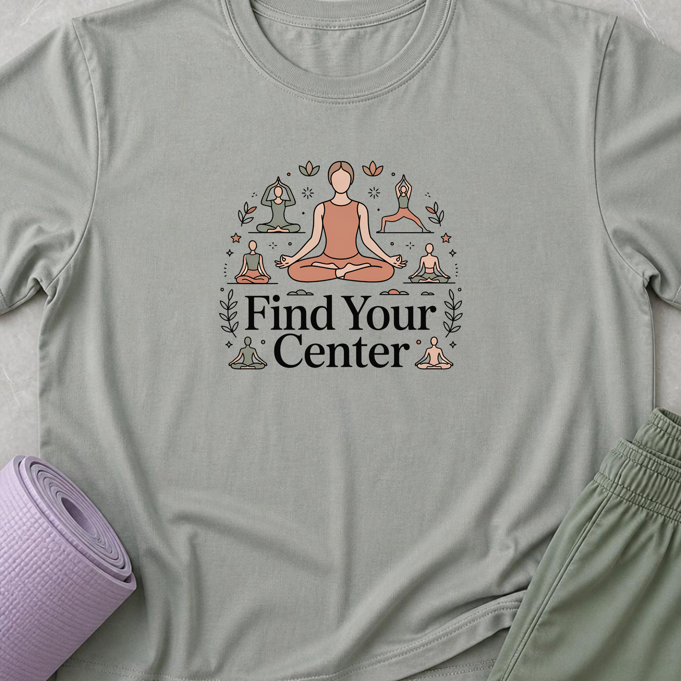 Find Your Center Yoga Shirt, Minimalist Meditation T-Shirt, Cute Boho Yogi Tee, Mindfulness Gift, Peaceful Wellness Shirt for Women.