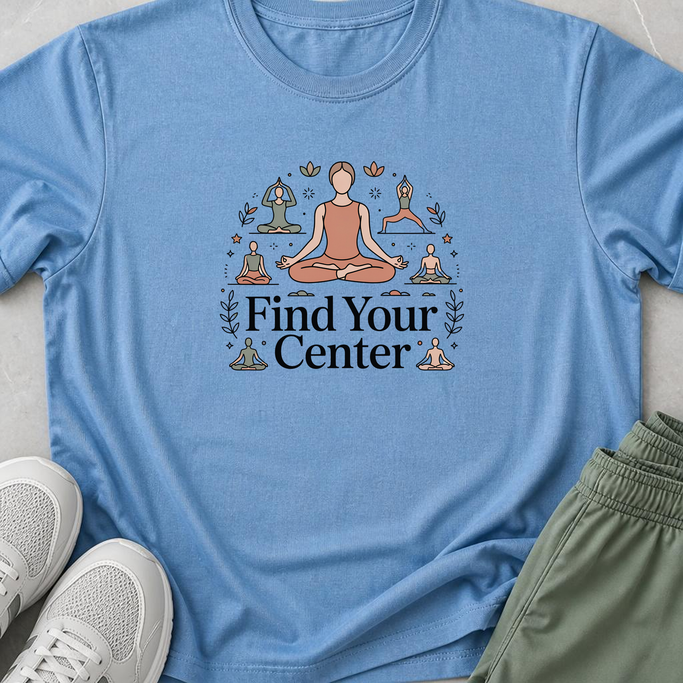 Find Your Center Yoga Shirt, Minimalist Meditation T-Shirt, Cute Boho Yogi Tee, Mindfulness Gift, Peaceful Wellness Shirt for Women.