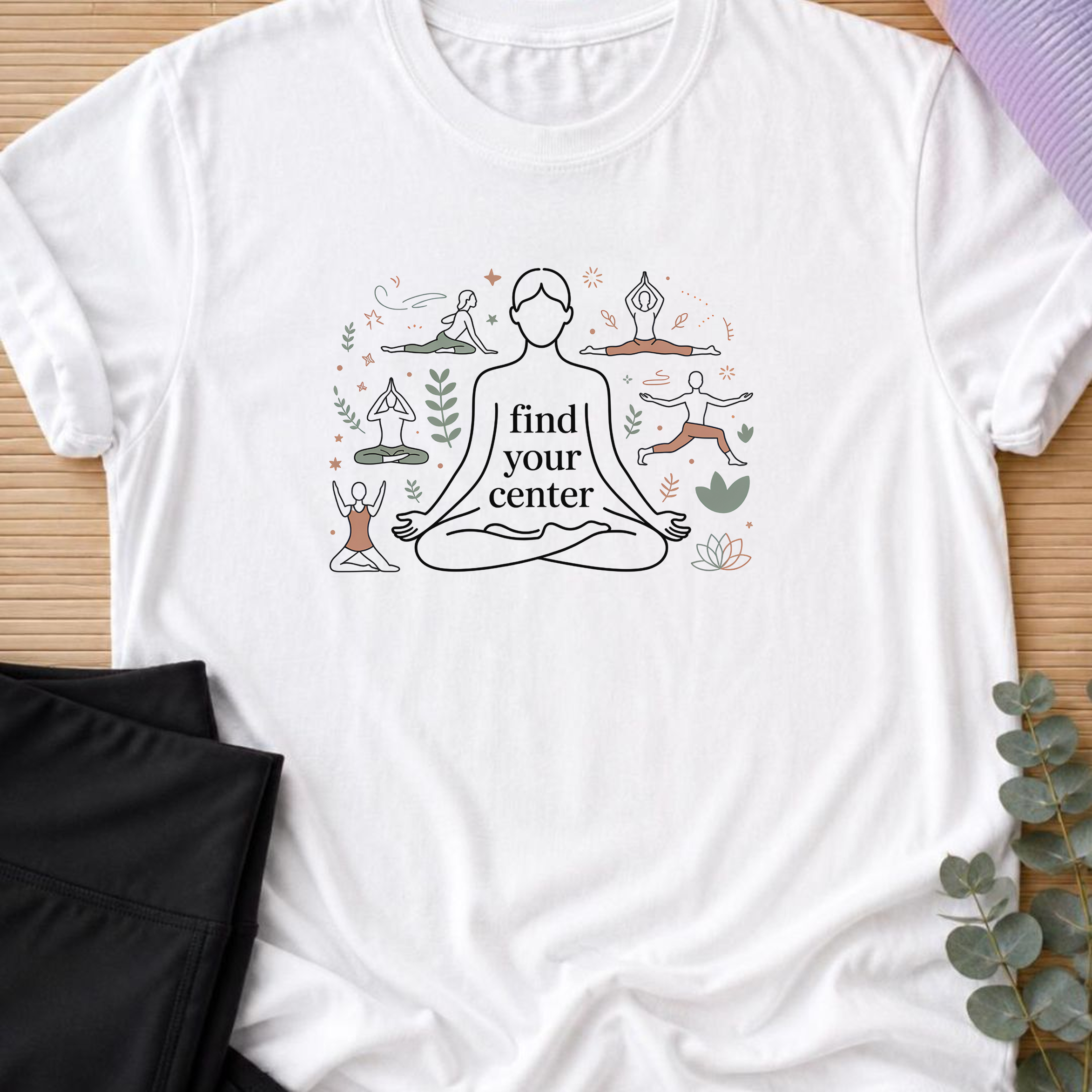 Find Your Center Yoga Shirt, Minimalist Meditation T-Shirt, Cute Boho Yogi Tee, Mindfulness Gift, Peaceful Wellness Shirt for Women.