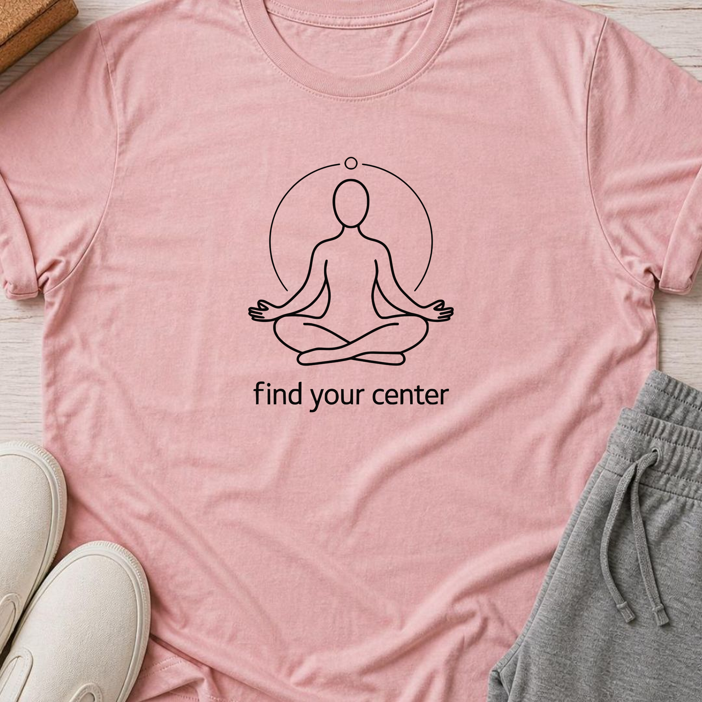 Find Your Center Yoga Shirt, Minimalist Meditation T-Shirt, Yogi Tee, Mindfulness Shirt, Wellness Gift, Calm Boho Yoga Tee.