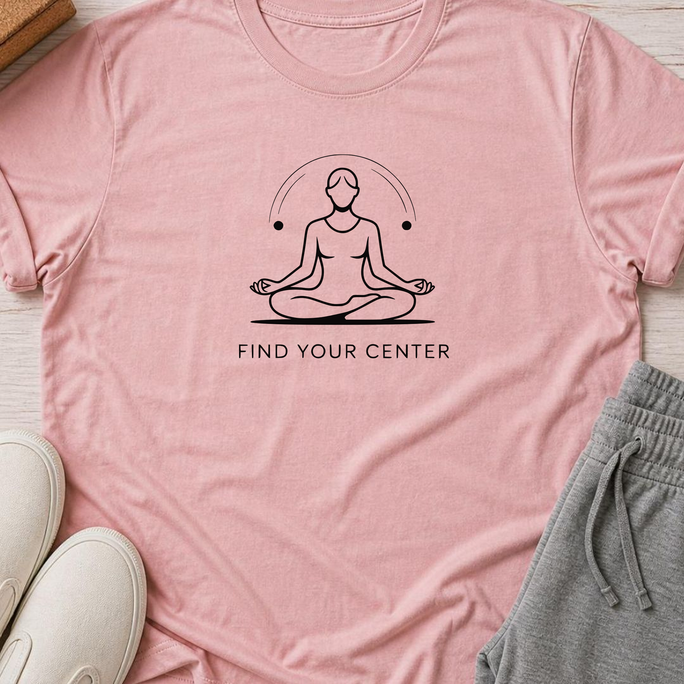 Find Your Center Yoga Shirt, Minimalist Meditation T-Shirt, Yogi Tee, Mindfulness Shirt, Wellness Gift, Calm Boho Yoga Tee.