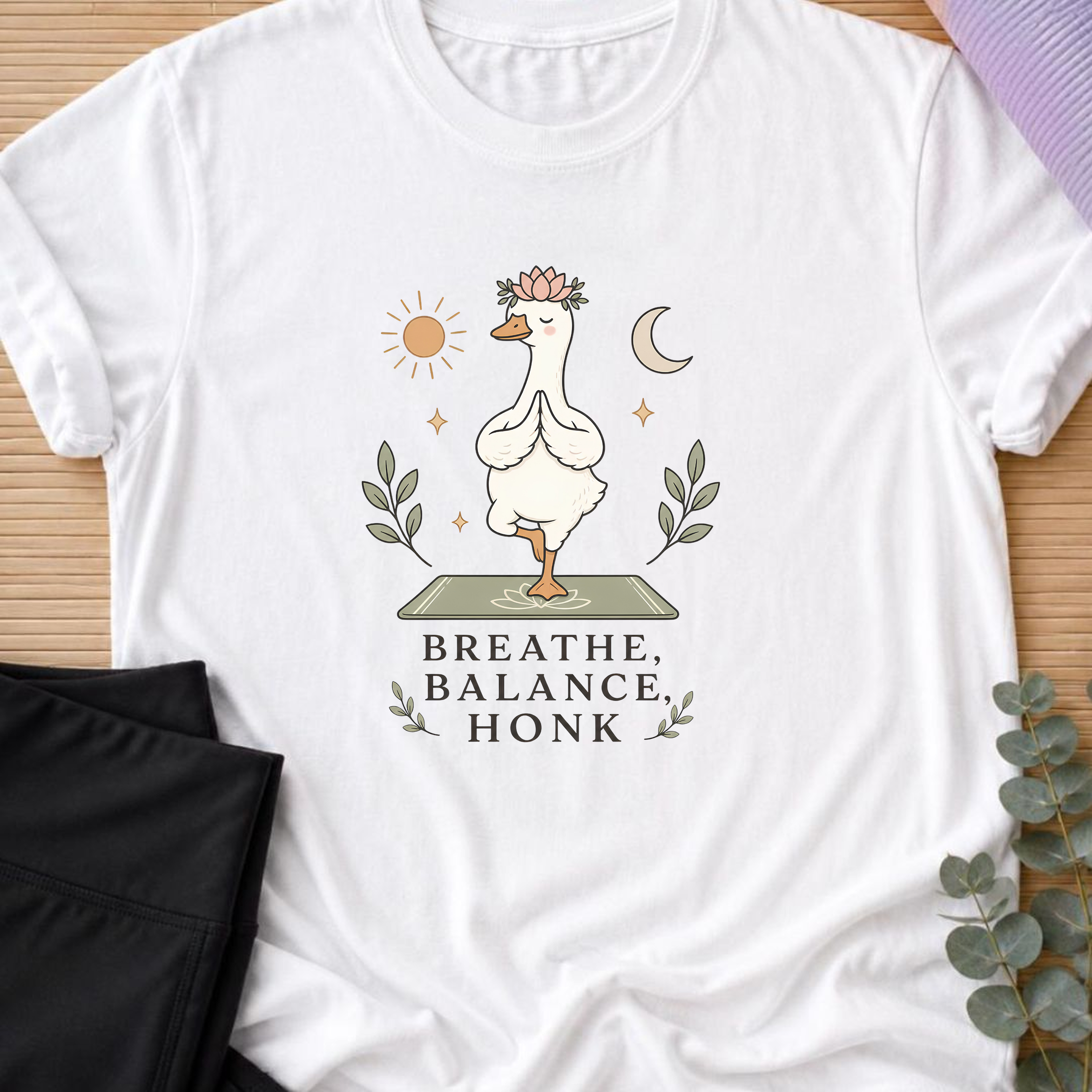 Breathe Balance Honu Goose Yoga Shirt, Cute Minimalist Yogi Tee, Funny Meditation T-Shirt, Mindfulness Gift for Yoga Lovers.
