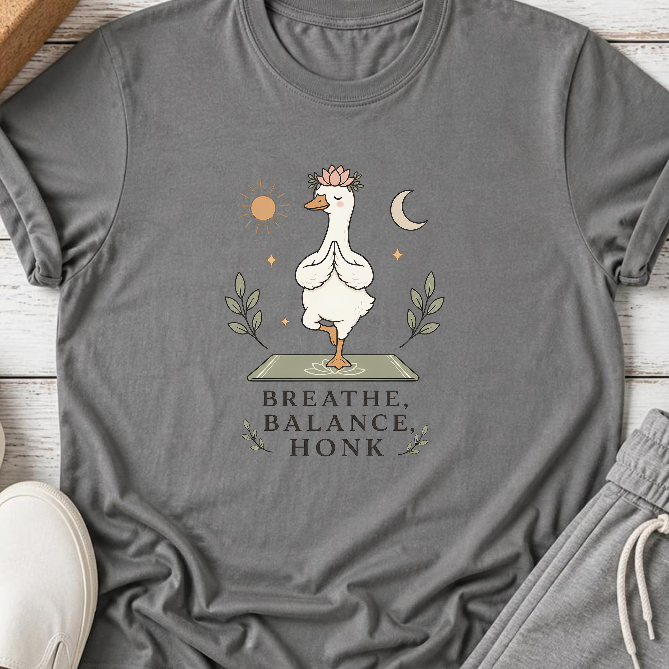 Breathe Balance Honu Goose Yoga Shirt, Cute Minimalist Yogi Tee, Funny Meditation T-Shirt, Mindfulness Gift for Yoga Lovers.
