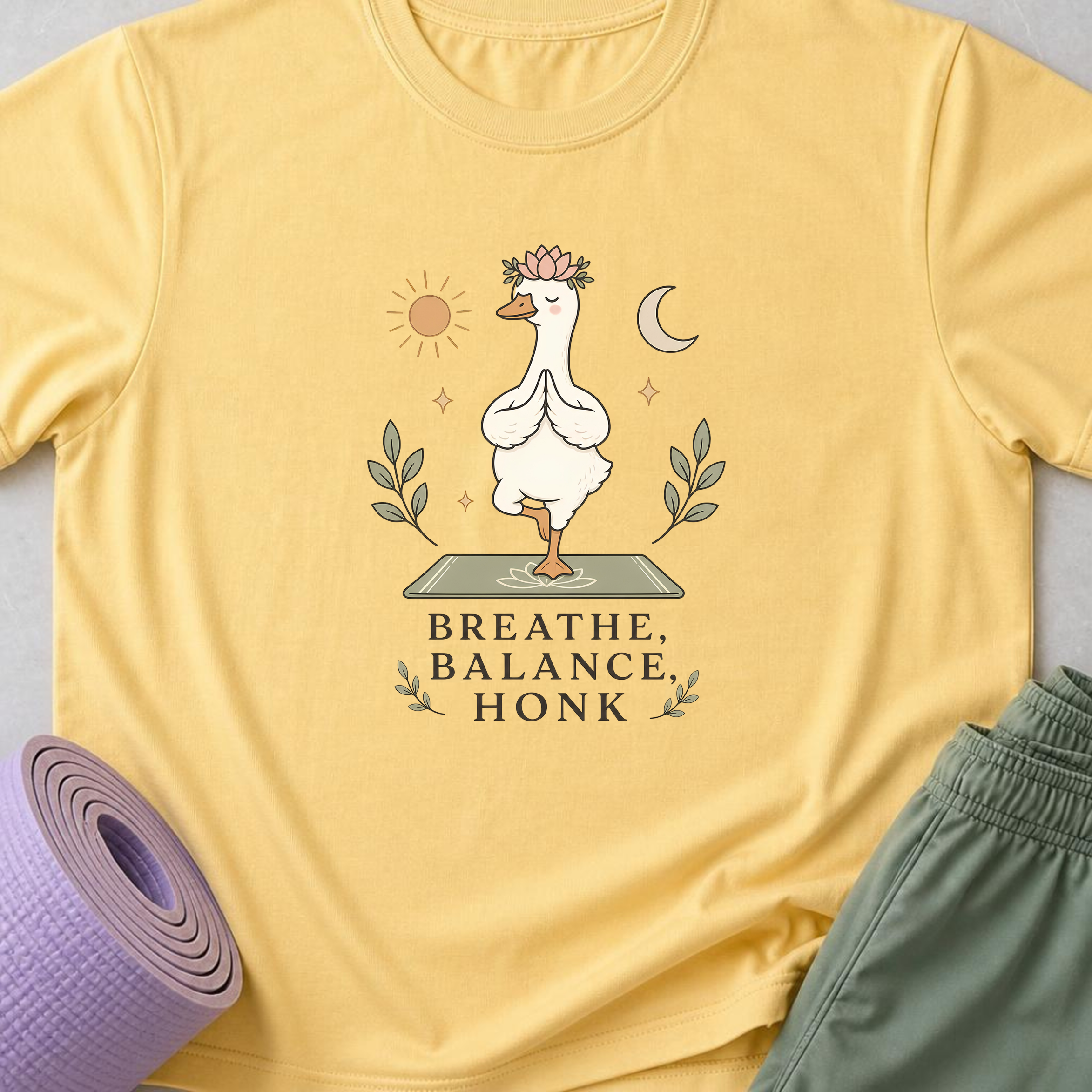 Breathe Balance Honu Goose Yoga Shirt, Cute Minimalist Yogi Tee, Funny Meditation T-Shirt, Mindfulness Gift for Yoga Lovers.