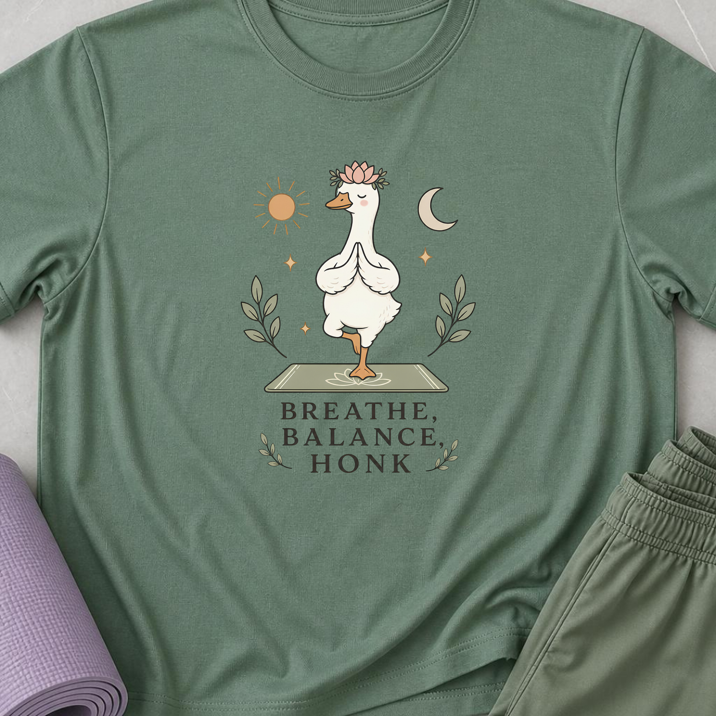 Breathe Balance Honu Goose Yoga Shirt, Cute Minimalist Yogi Tee, Funny Meditation T-Shirt, Mindfulness Gift for Yoga Lovers.