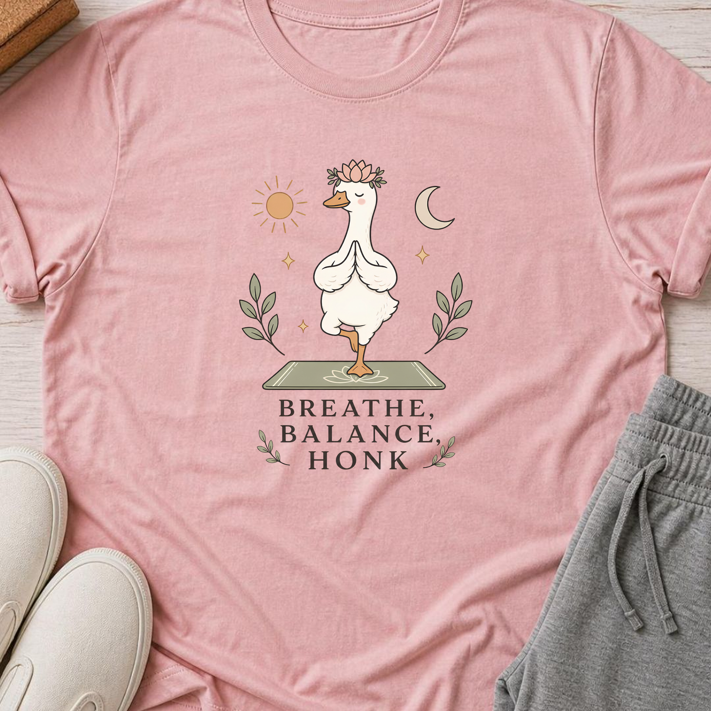 Breathe Balance Honu Goose Yoga Shirt, Cute Minimalist Yogi Tee, Funny Meditation T-Shirt, Mindfulness Gift for Yoga Lovers.