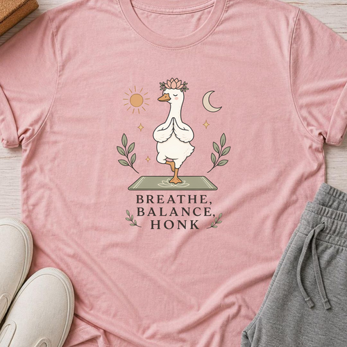 Breathe Balance Honu Goose Yoga Shirt, Cute Minimalist Yogi Tee, Funny Meditation T-Shirt, Mindfulness Gift for Yoga Lovers.