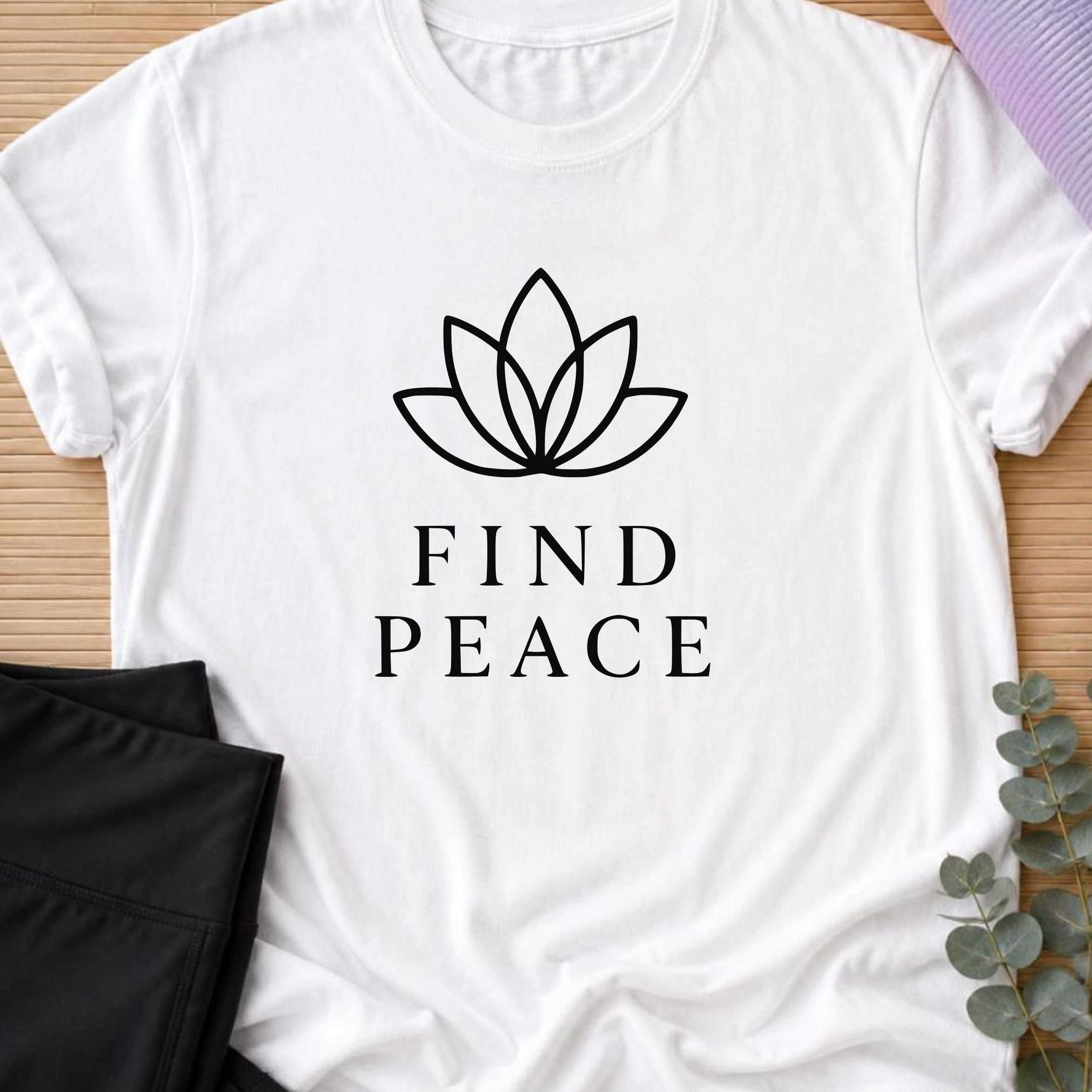 Find Peace Shirt, Minimalist Yoga Tee, Meditation T-Shirt, Mindfulness Gift, Peaceful Wellness Shirt.