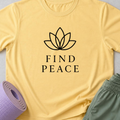 Find Peace Shirt, Minimalist Yoga Tee, Meditation T-Shirt, Mindfulness Gift, Peaceful Wellness Shirt.