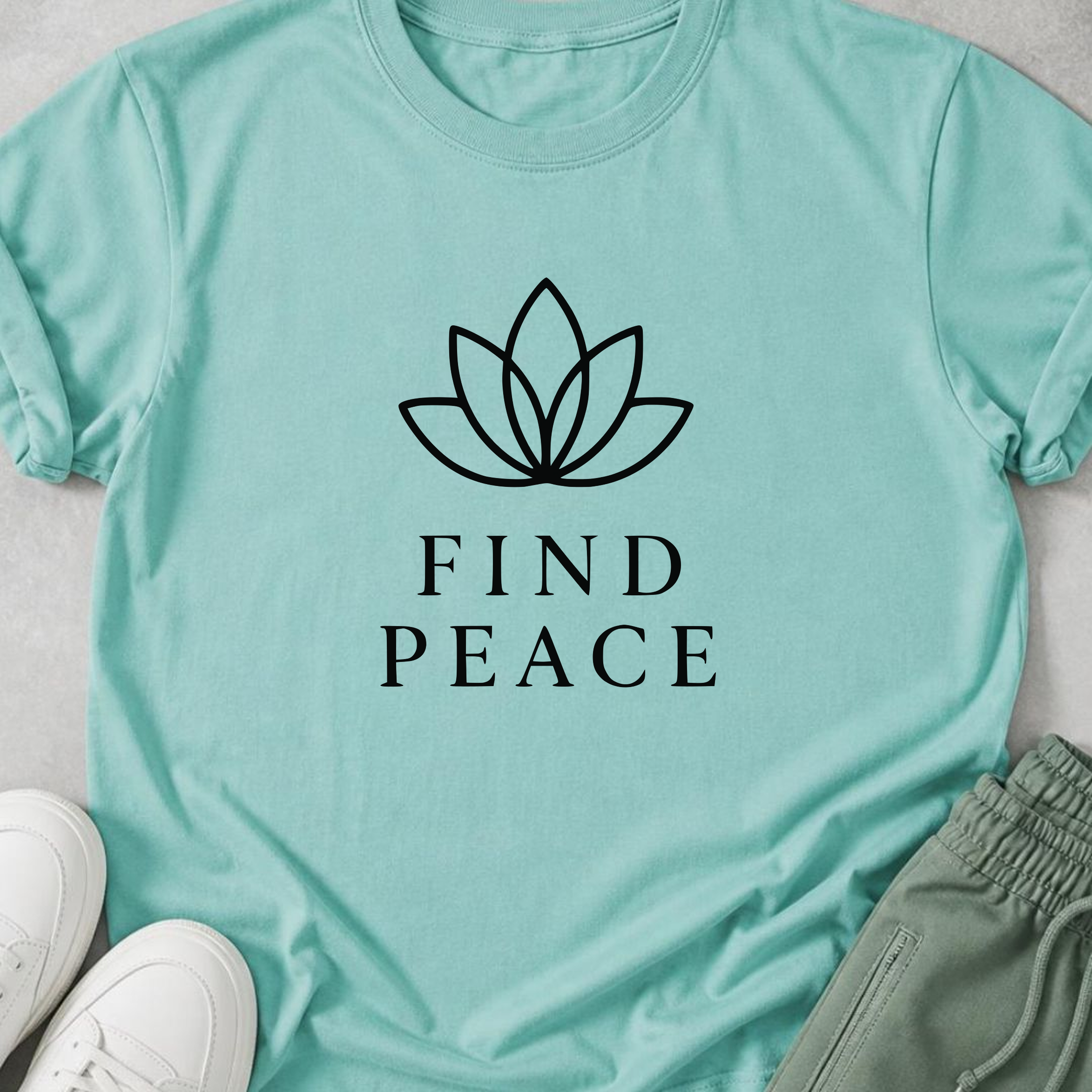 Find Peace Shirt, Minimalist Yoga Tee, Meditation T-Shirt, Mindfulness Gift, Peaceful Wellness Shirt.