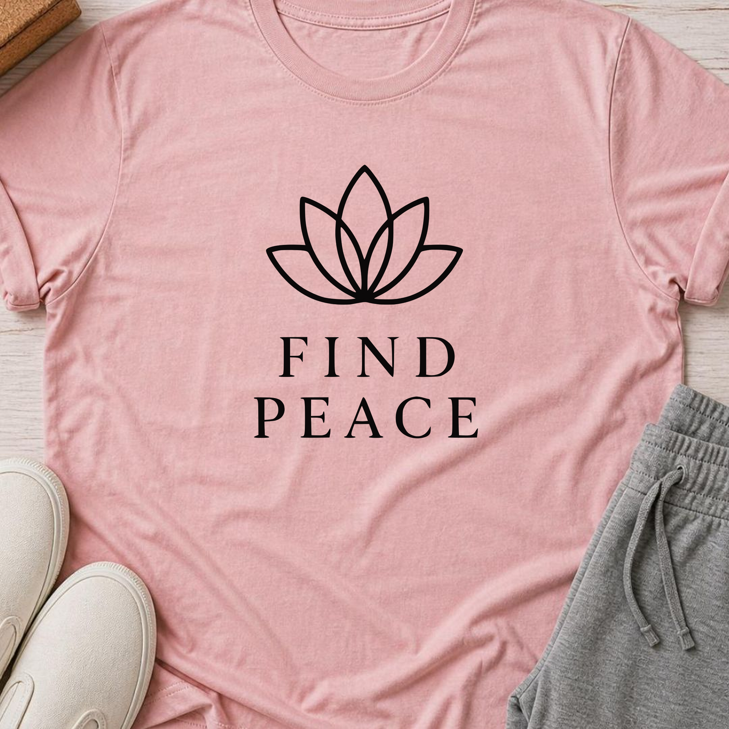 Find Peace Shirt, Minimalist Yoga Tee, Meditation T-Shirt, Mindfulness Gift, Peaceful Wellness Shirt.