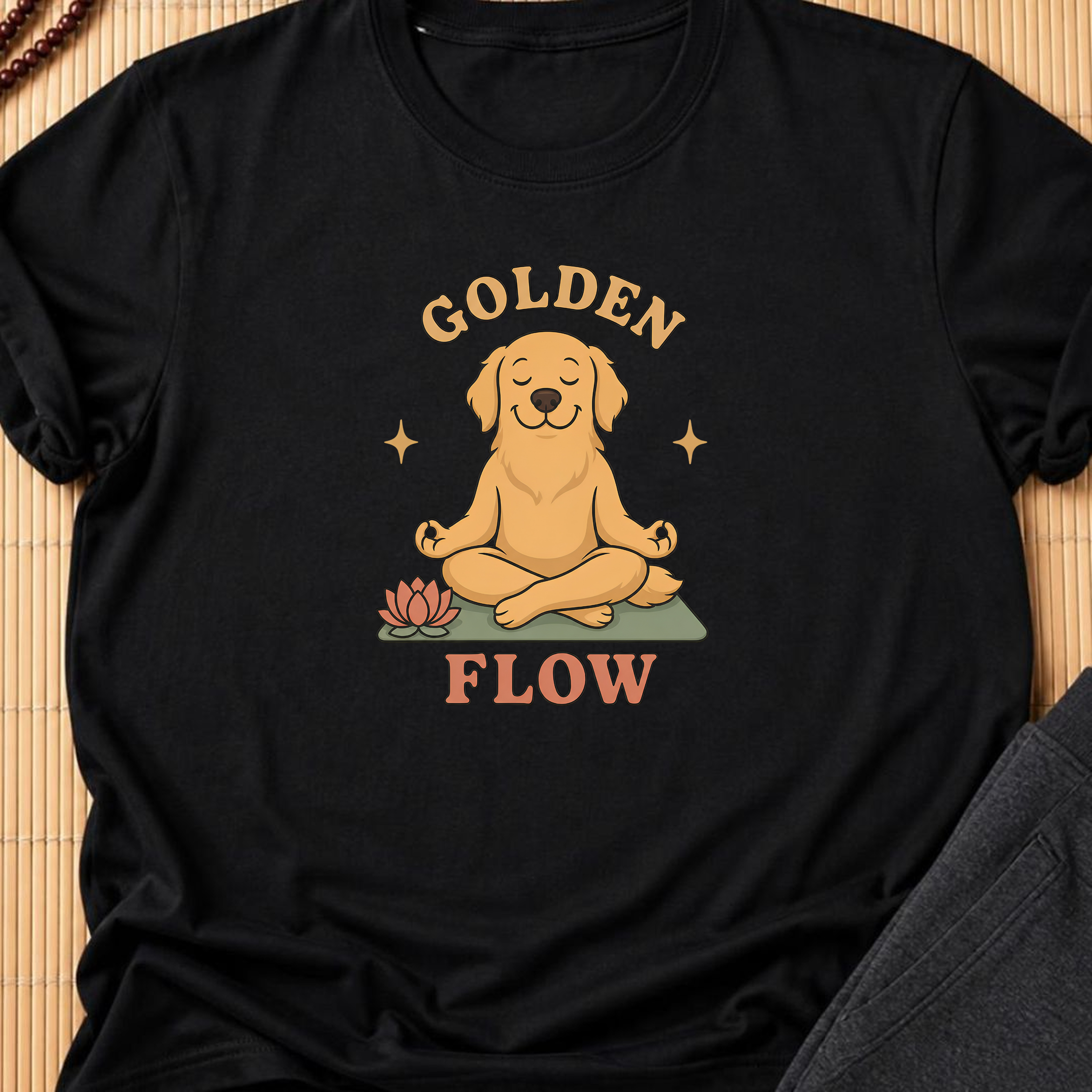 Golden Flow Club Yoga Shirt, Cute Golden Retriever Yoga T-Shirt, Dog Lover Yogi Tee, Meditation Shirt, Mindfulness Gift.