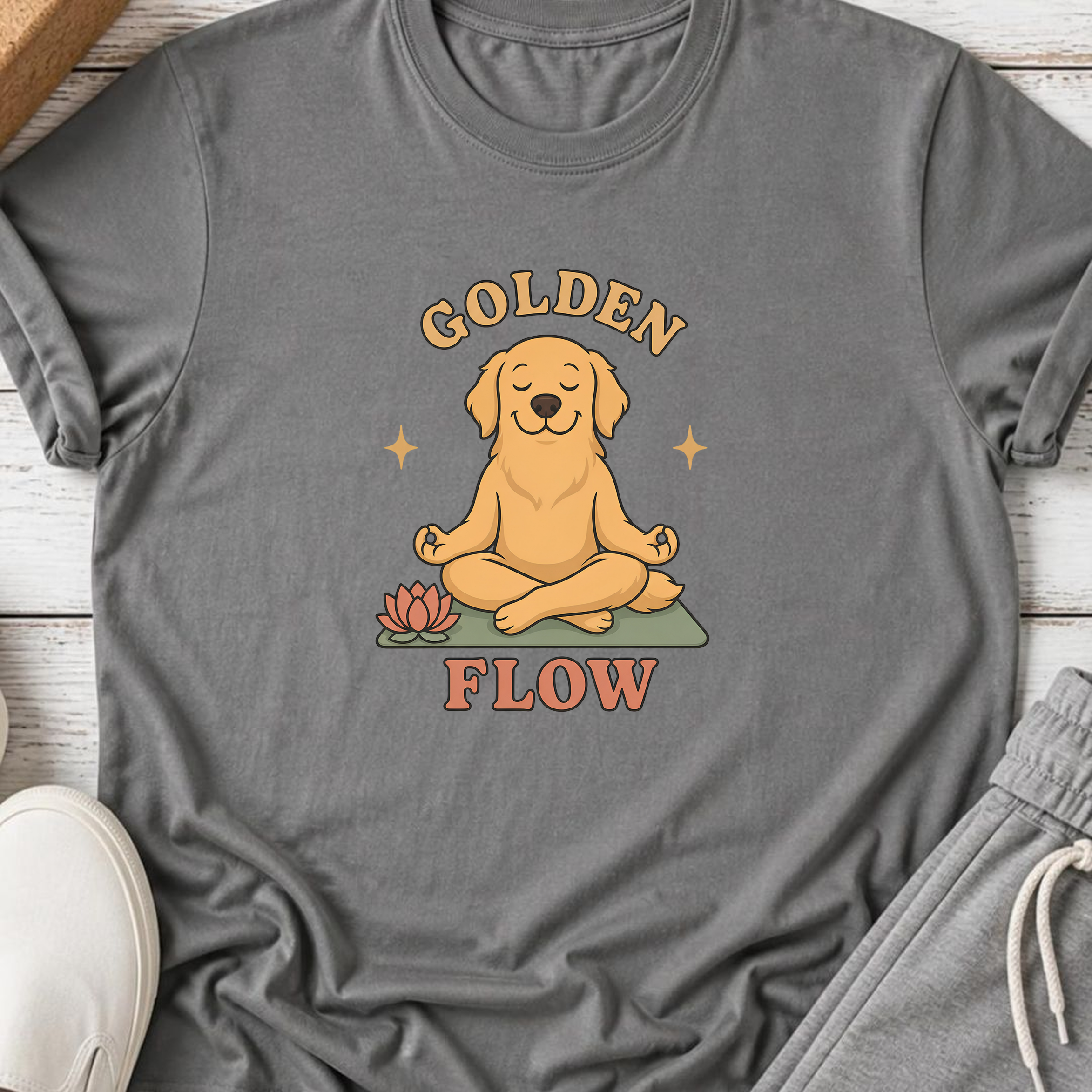 Golden Flow Club Yoga Shirt, Cute Golden Retriever Yoga T-Shirt, Dog Lover Yogi Tee, Meditation Shirt, Mindfulness Gift.