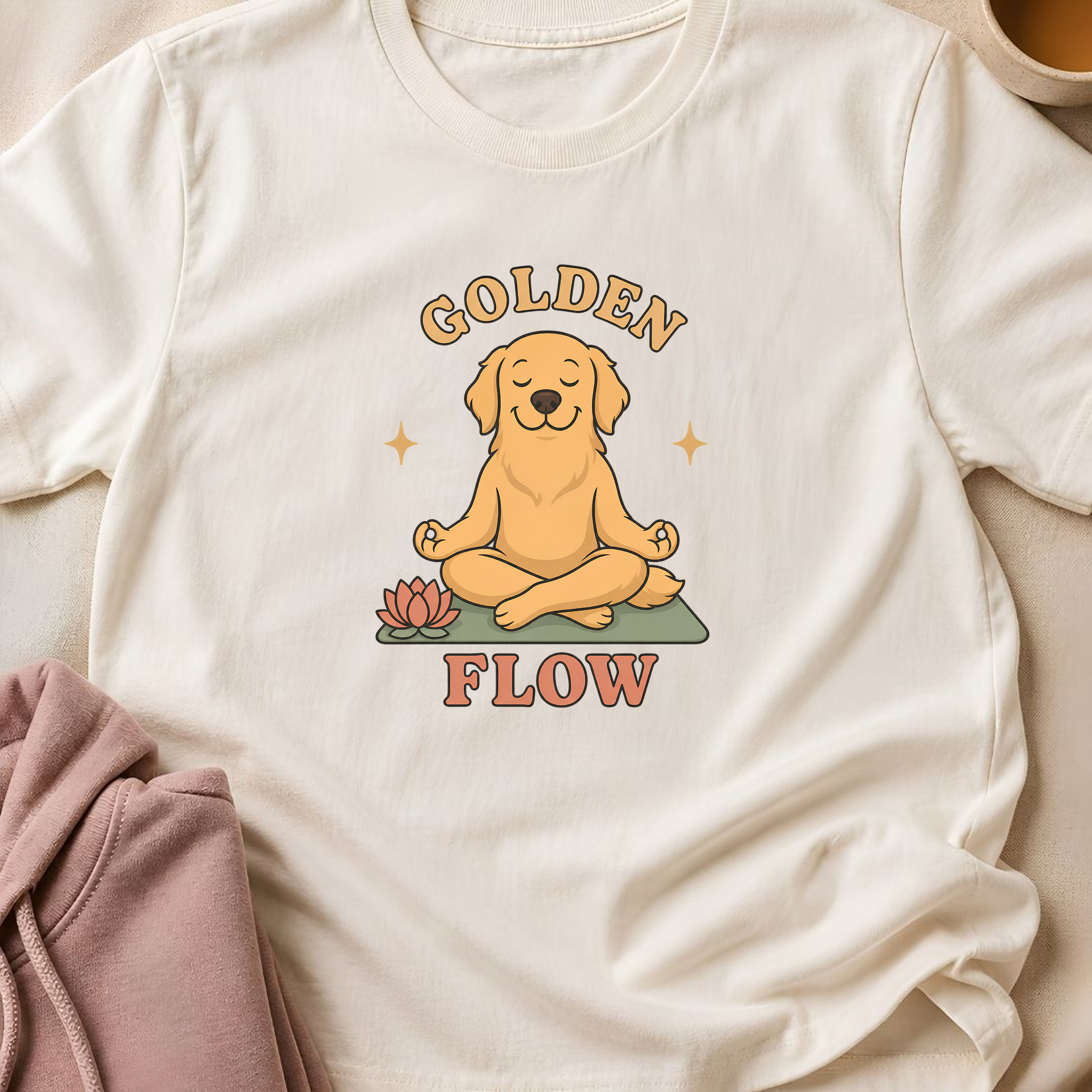 Golden Flow Club Yoga Shirt, Cute Golden Retriever Yoga T-Shirt, Dog Lover Yogi Tee, Meditation Shirt, Mindfulness Gift.