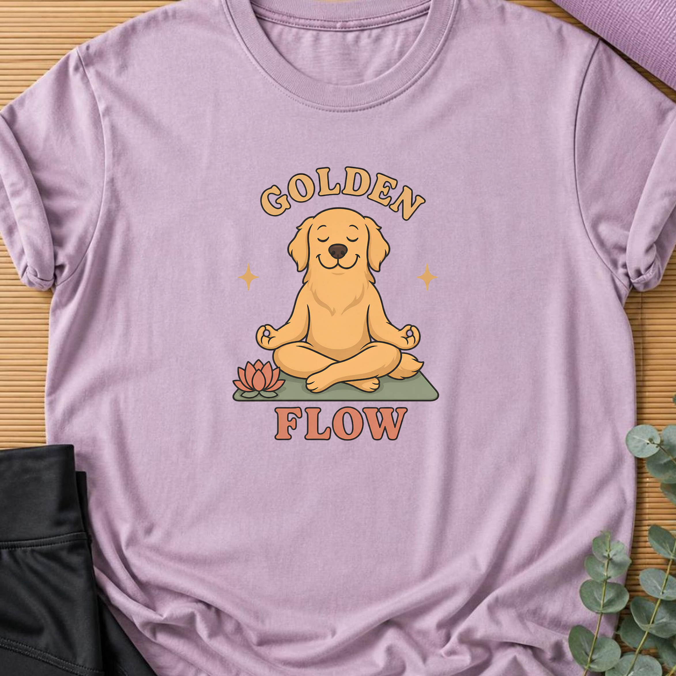 Golden Flow Club Yoga Shirt, Cute Golden Retriever Yoga T-Shirt, Dog Lover Yogi Tee, Meditation Shirt, Mindfulness Gift.