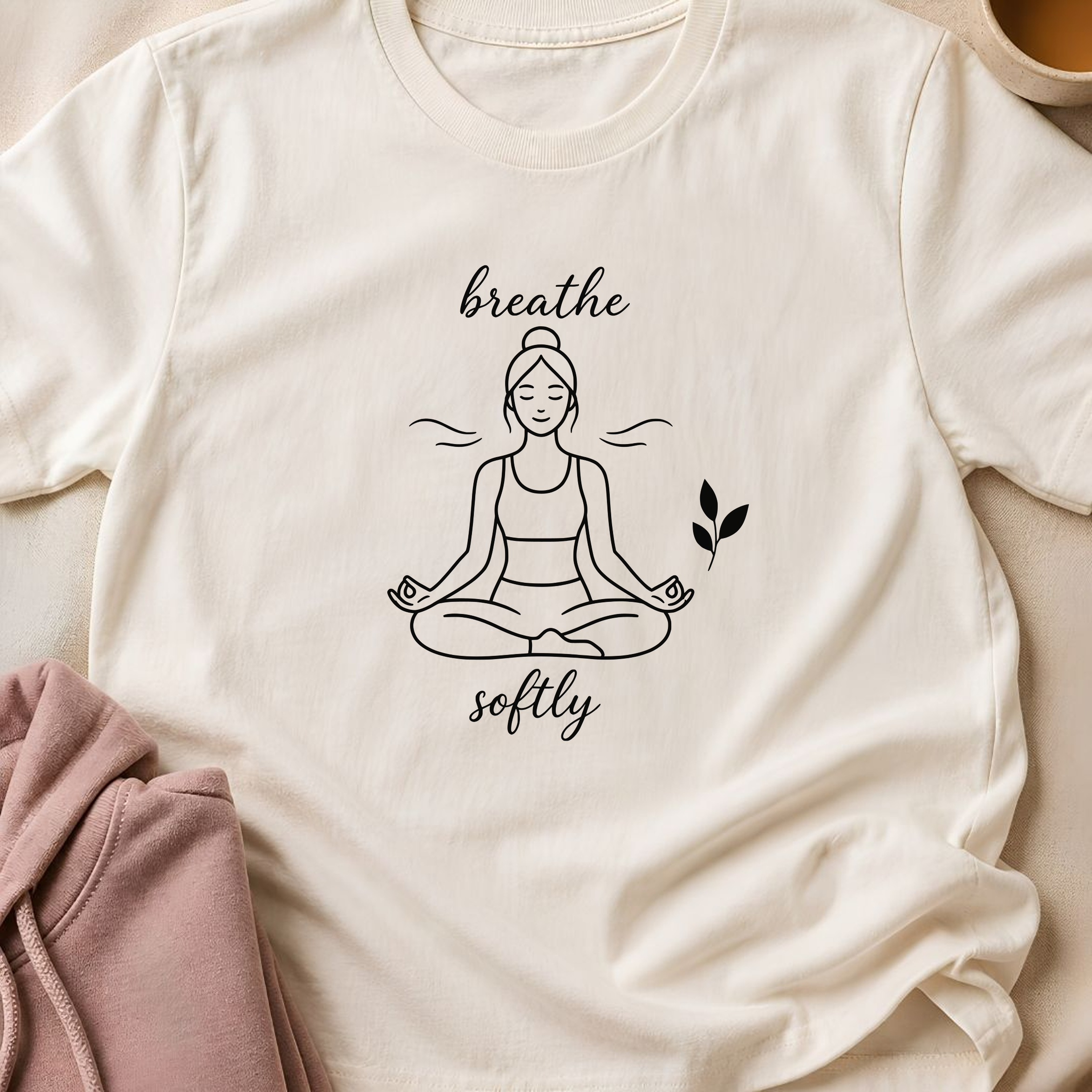 Breathe Softly Yoga Shirt, Minimalist Meditation Tee, Mindfulness Gift, Peaceful Yoga Lover Wellness Shirt.