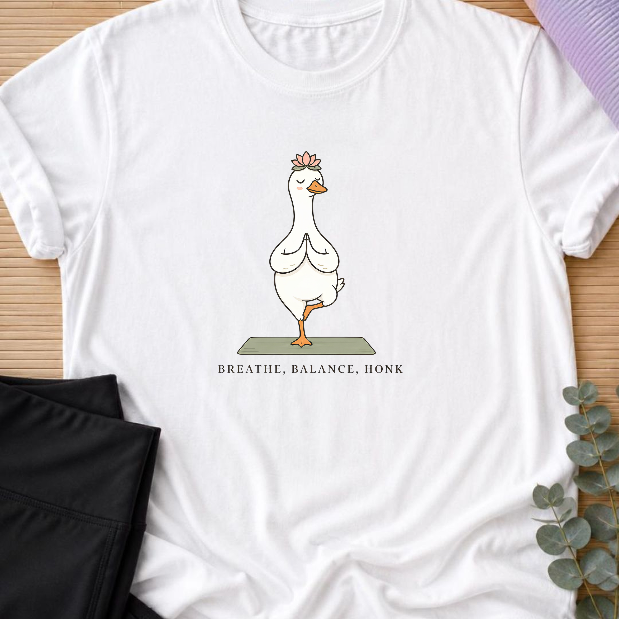 Breathe Balance Honu Goose Yoga Shirt, Minimalist Yogi Tee, Funny Meditation T-Shirt, Cute Mindfulness Gift for Yoga Lovers.