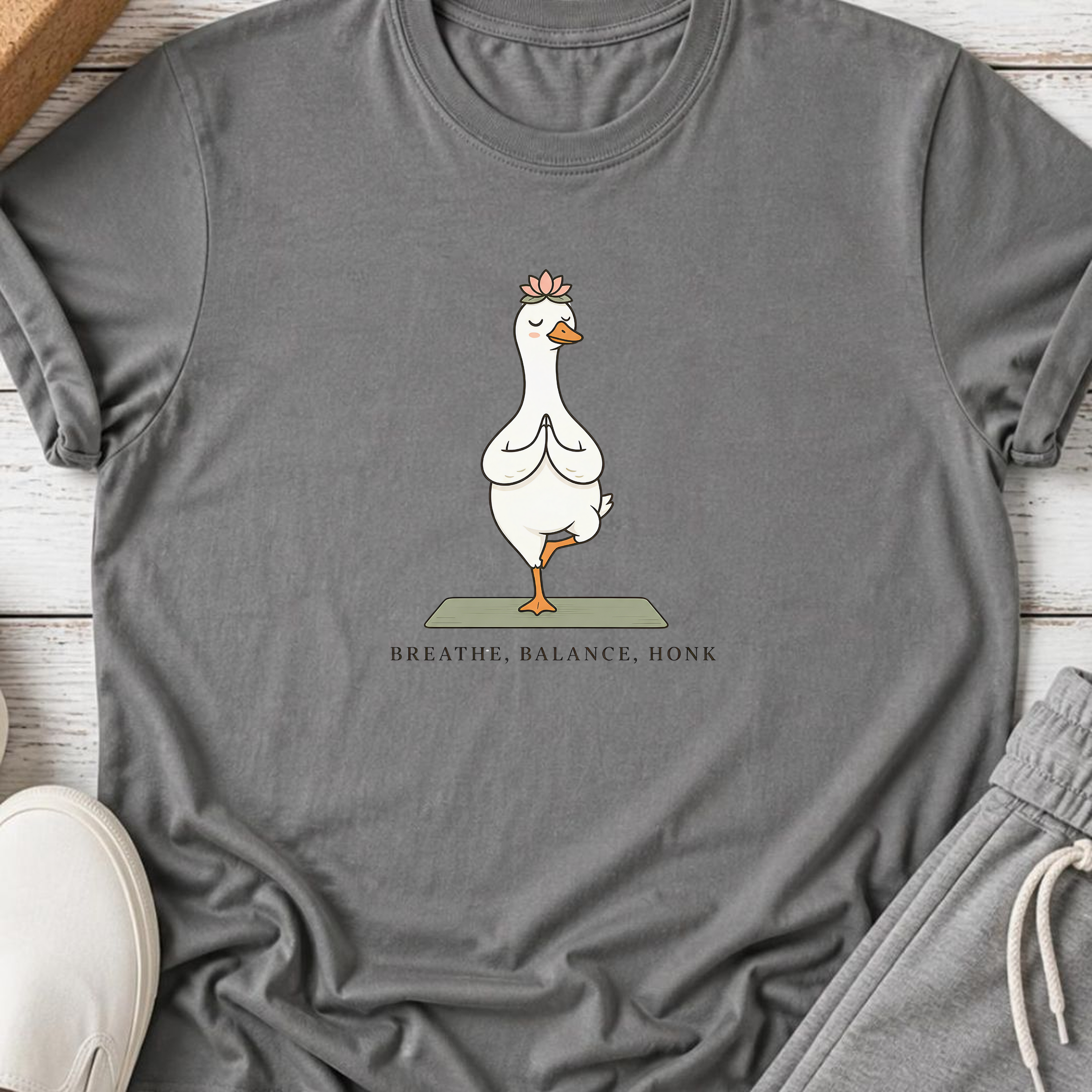 Breathe Balance Honu Goose Yoga Shirt, Minimalist Yogi Tee, Funny Meditation T-Shirt, Cute Mindfulness Gift for Yoga Lovers.
