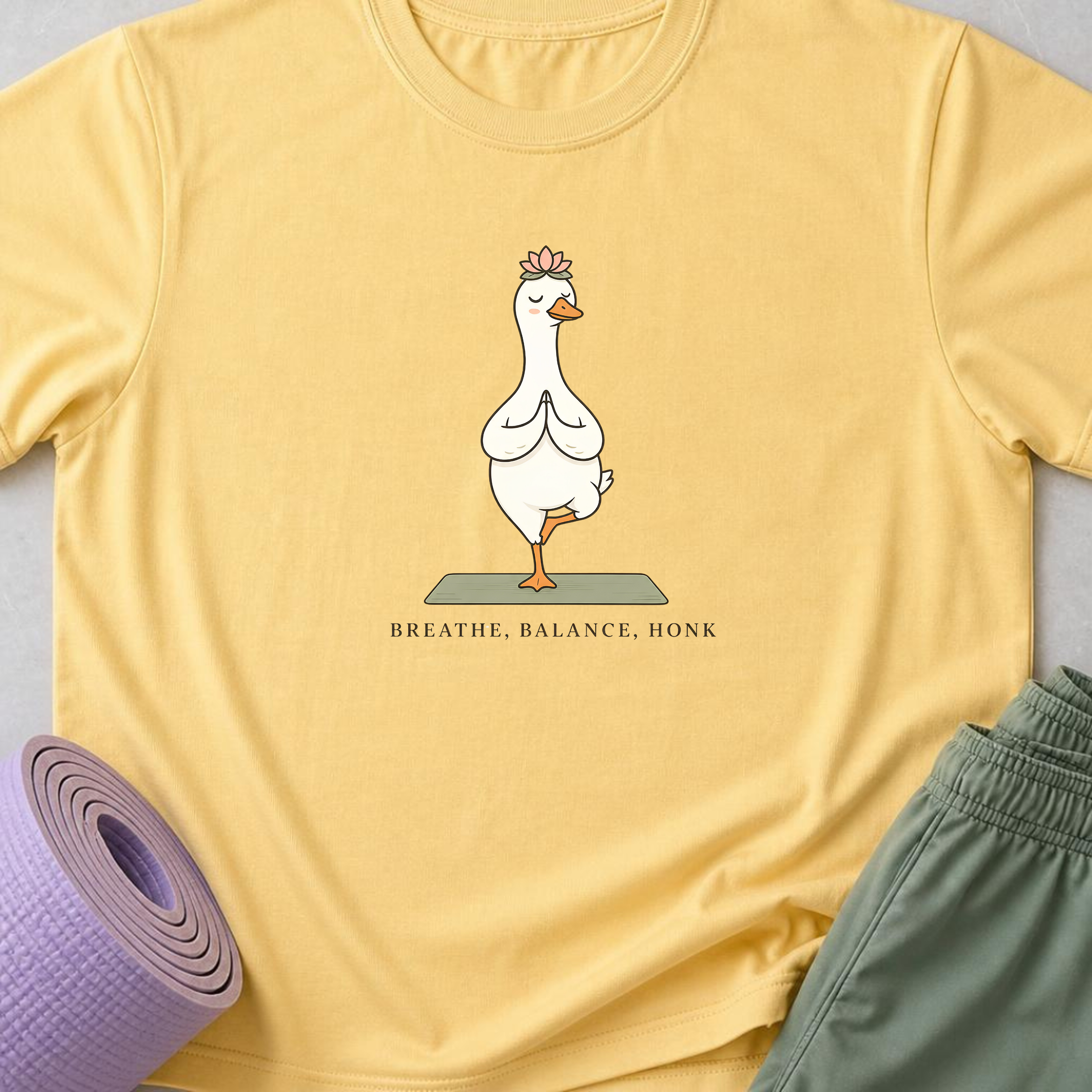 Breathe Balance Honu Goose Yoga Shirt, Minimalist Yogi Tee, Funny Meditation T-Shirt, Cute Mindfulness Gift for Yoga Lovers.