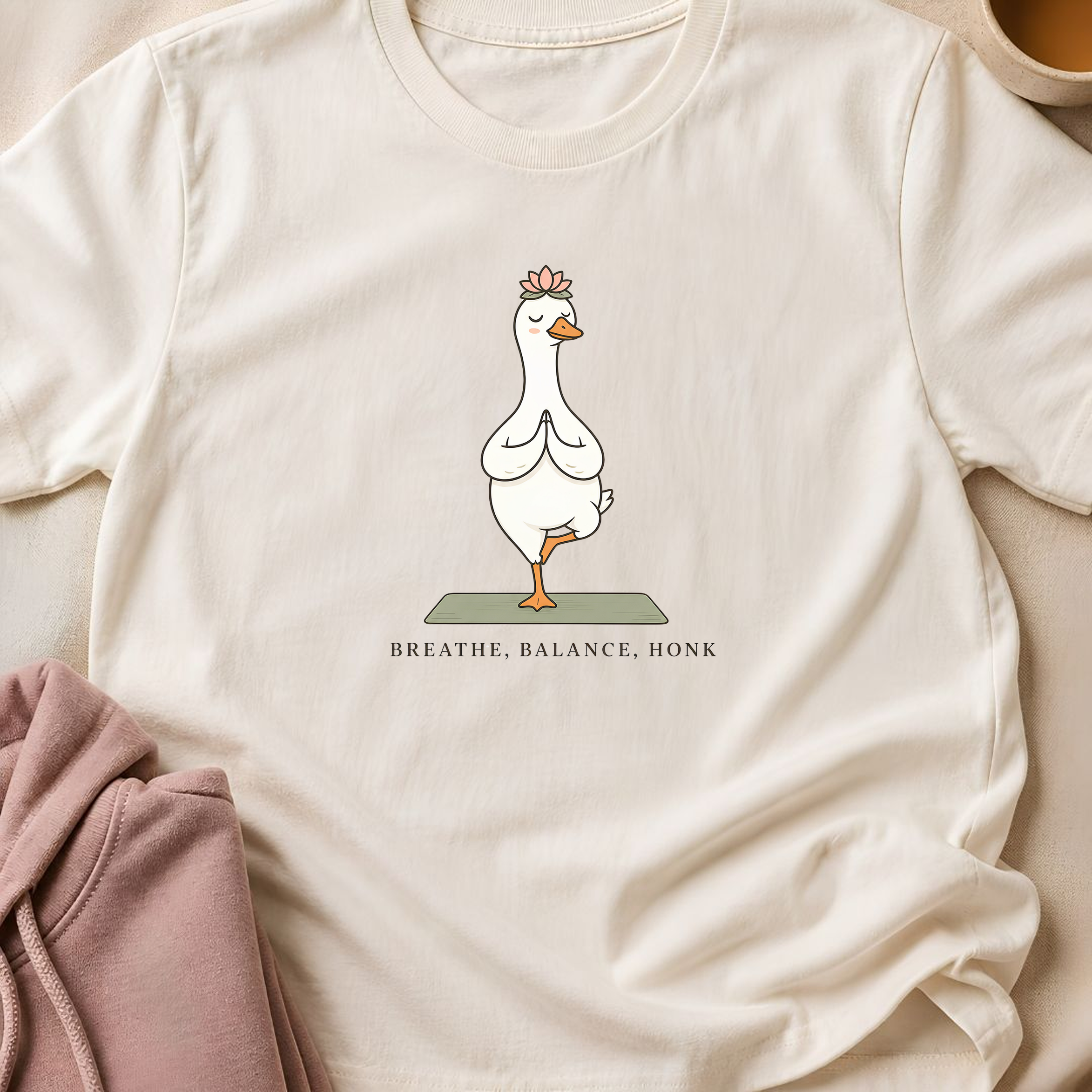 Breathe Balance Honu Goose Yoga Shirt, Minimalist Yogi Tee, Funny Meditation T-Shirt, Cute Mindfulness Gift for Yoga Lovers.