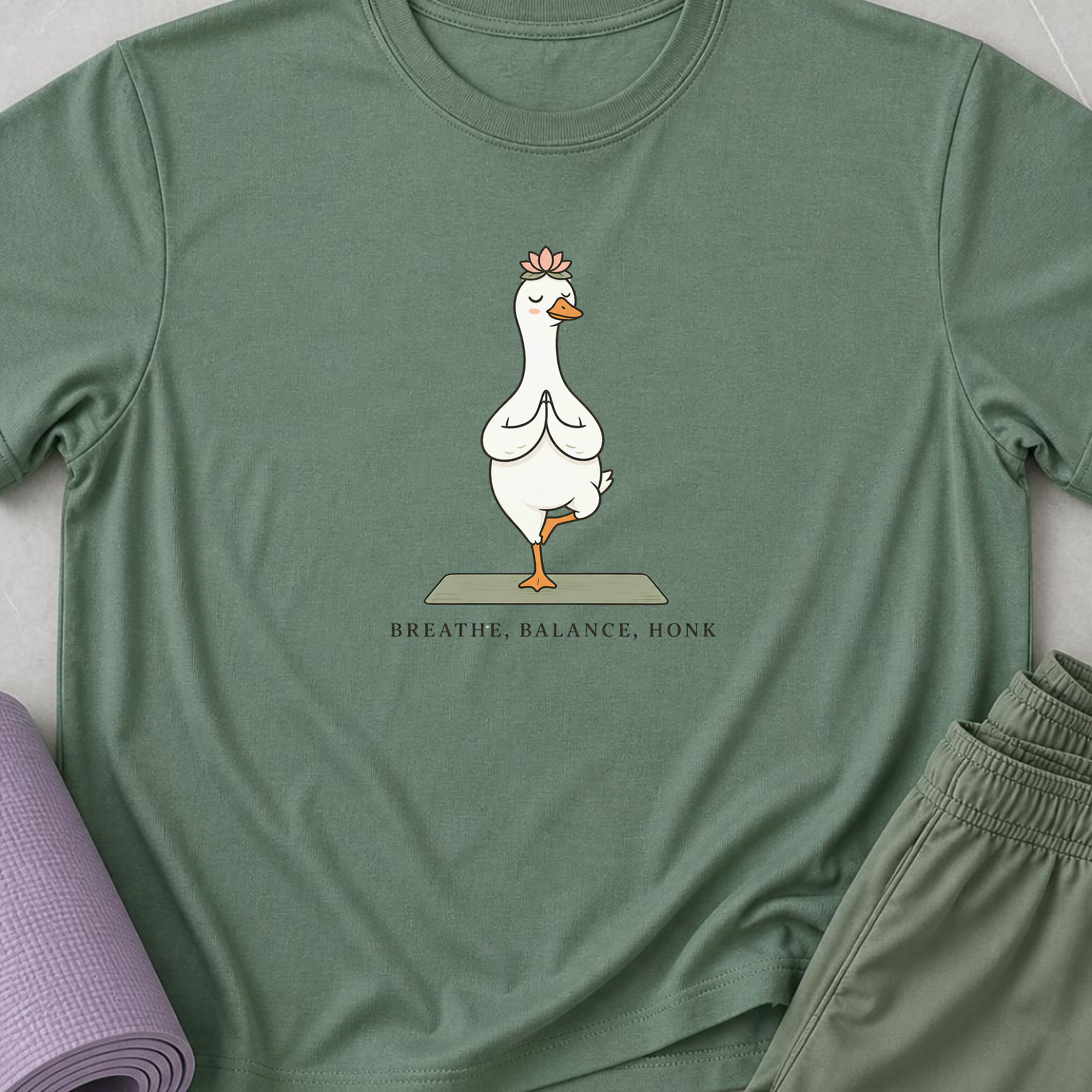 Breathe Balance Honu Goose Yoga Shirt, Minimalist Yogi Tee, Funny Meditation T-Shirt, Cute Mindfulness Gift for Yoga Lovers.