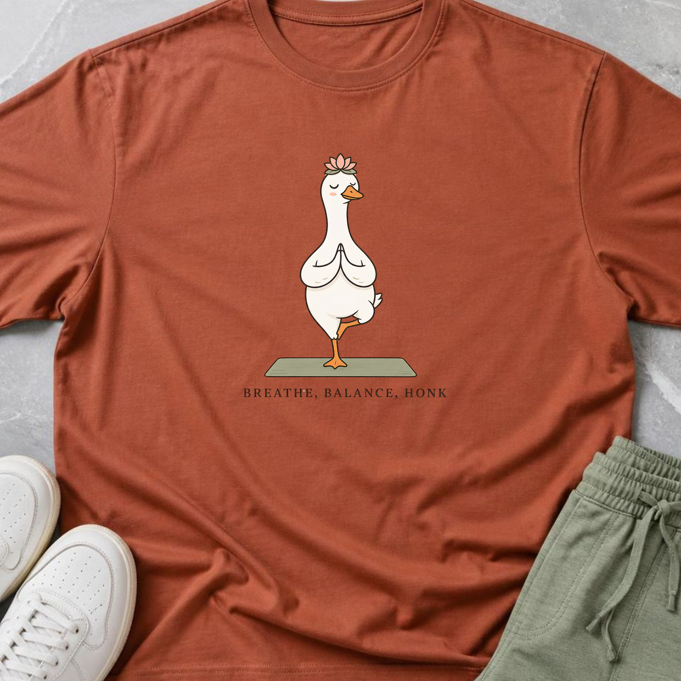 Breathe Balance Honu Goose Yoga Shirt, Minimalist Yogi Tee, Funny Meditation T-Shirt, Cute Mindfulness Gift for Yoga Lovers.