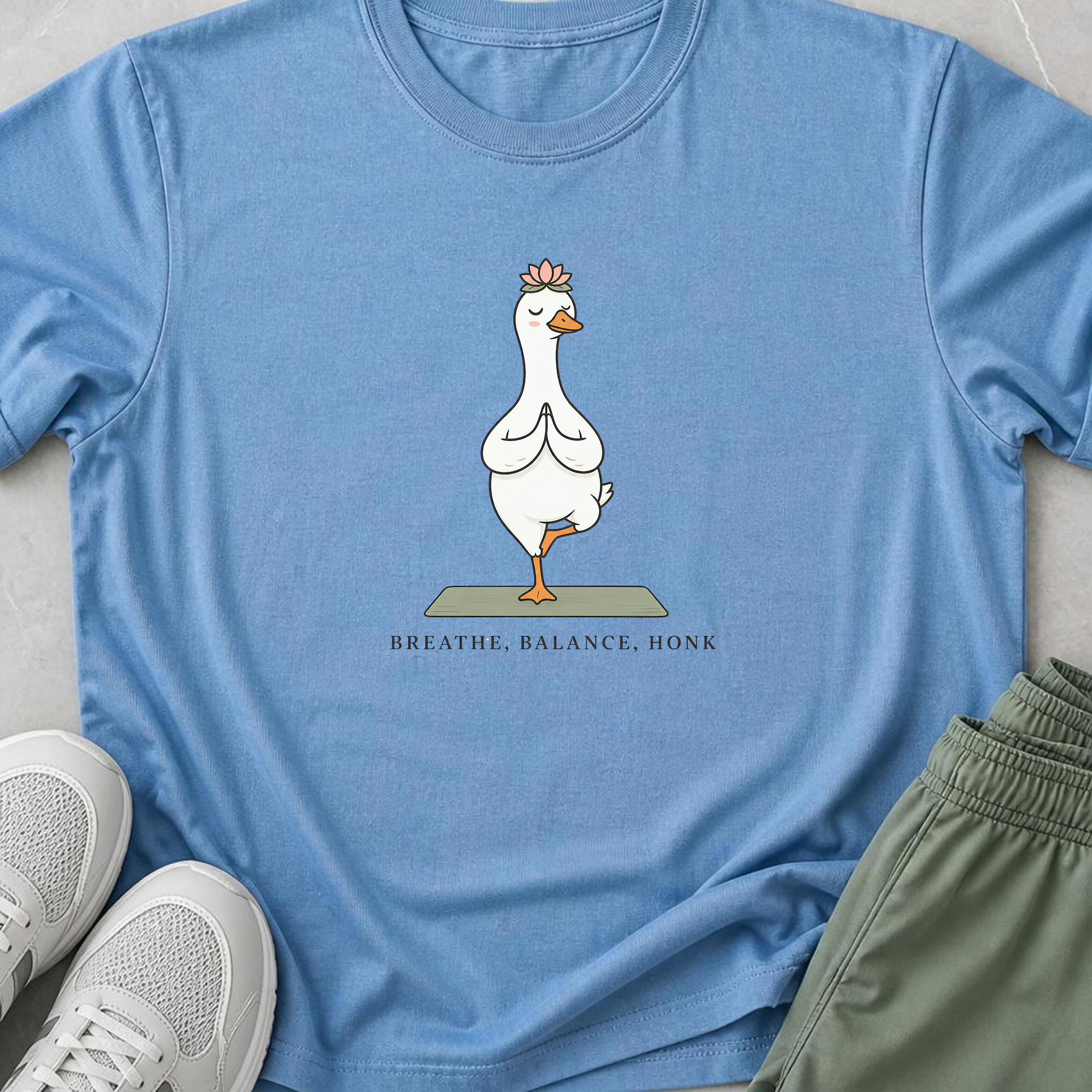 Breathe Balance Honu Goose Yoga Shirt, Minimalist Yogi Tee, Funny Meditation T-Shirt, Cute Mindfulness Gift for Yoga Lovers.